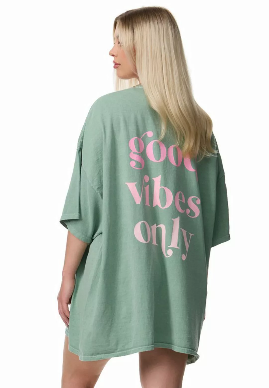 Worldclassca T-Shirt Worldclassca Oversized VIBES Print T-Shirt lang Tee So günstig online kaufen