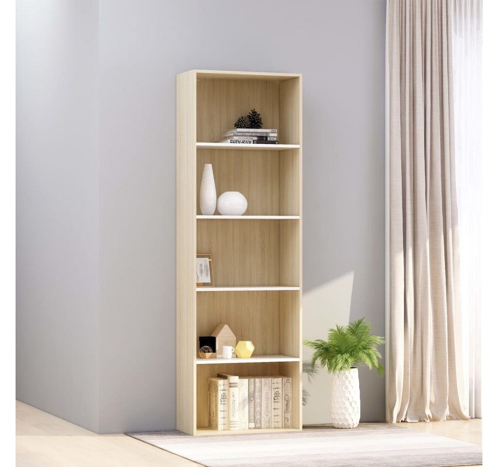 vidaXL Bücherregal Bücherregal 5 Fächer Weiß Sonoma Eiche 60x30x189 cm Span günstig online kaufen