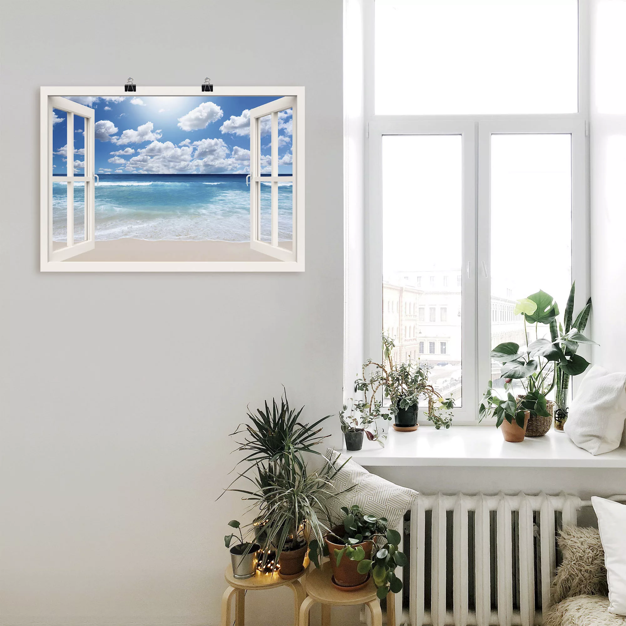 Artland Wandbild "Fensterblick Großartige Strandlandschaft", Fensterblick, günstig online kaufen