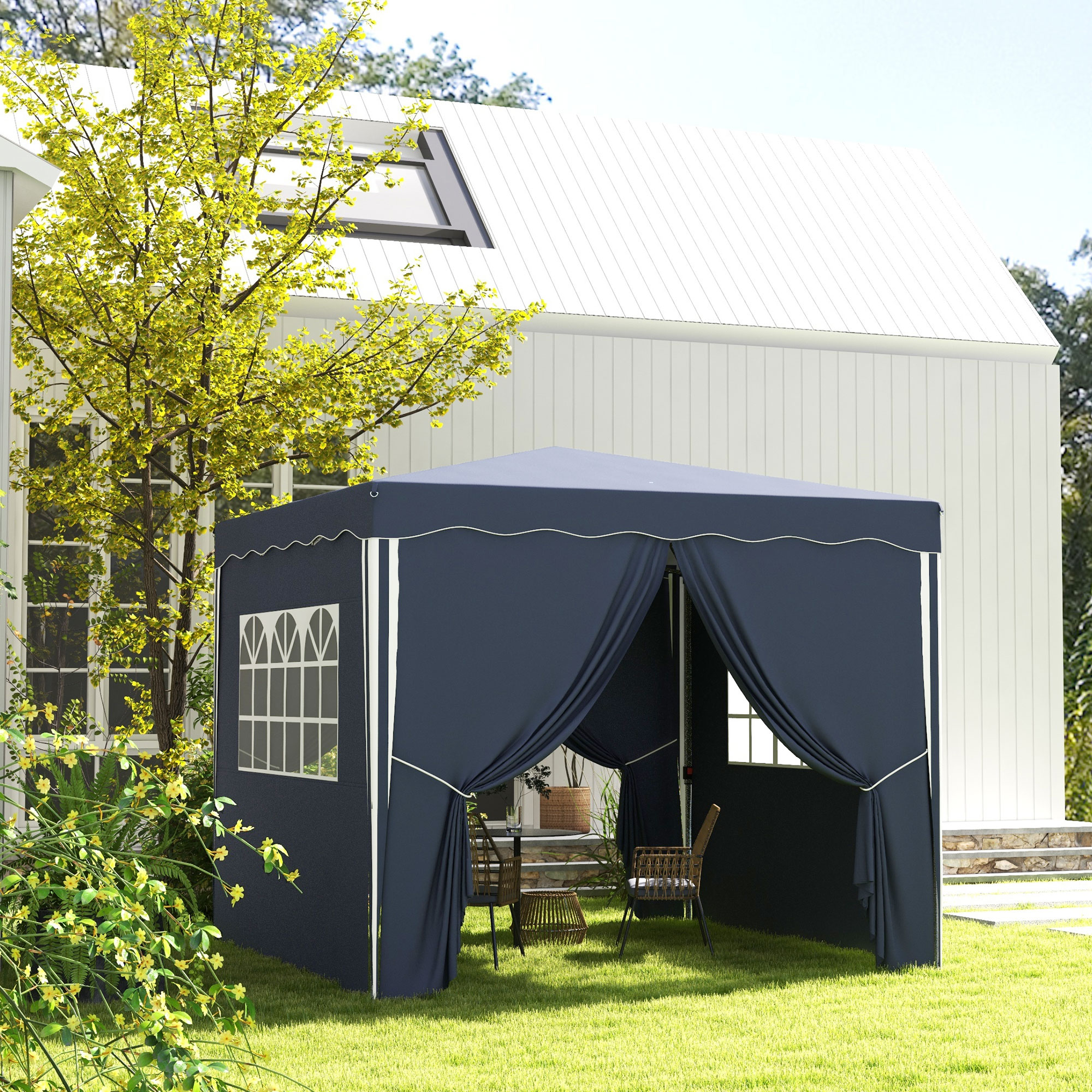 Outsunny Faltpavillon 3 x 3 m mit Seitenwänden & Fenstern, UV-Schutz, Garte günstig online kaufen