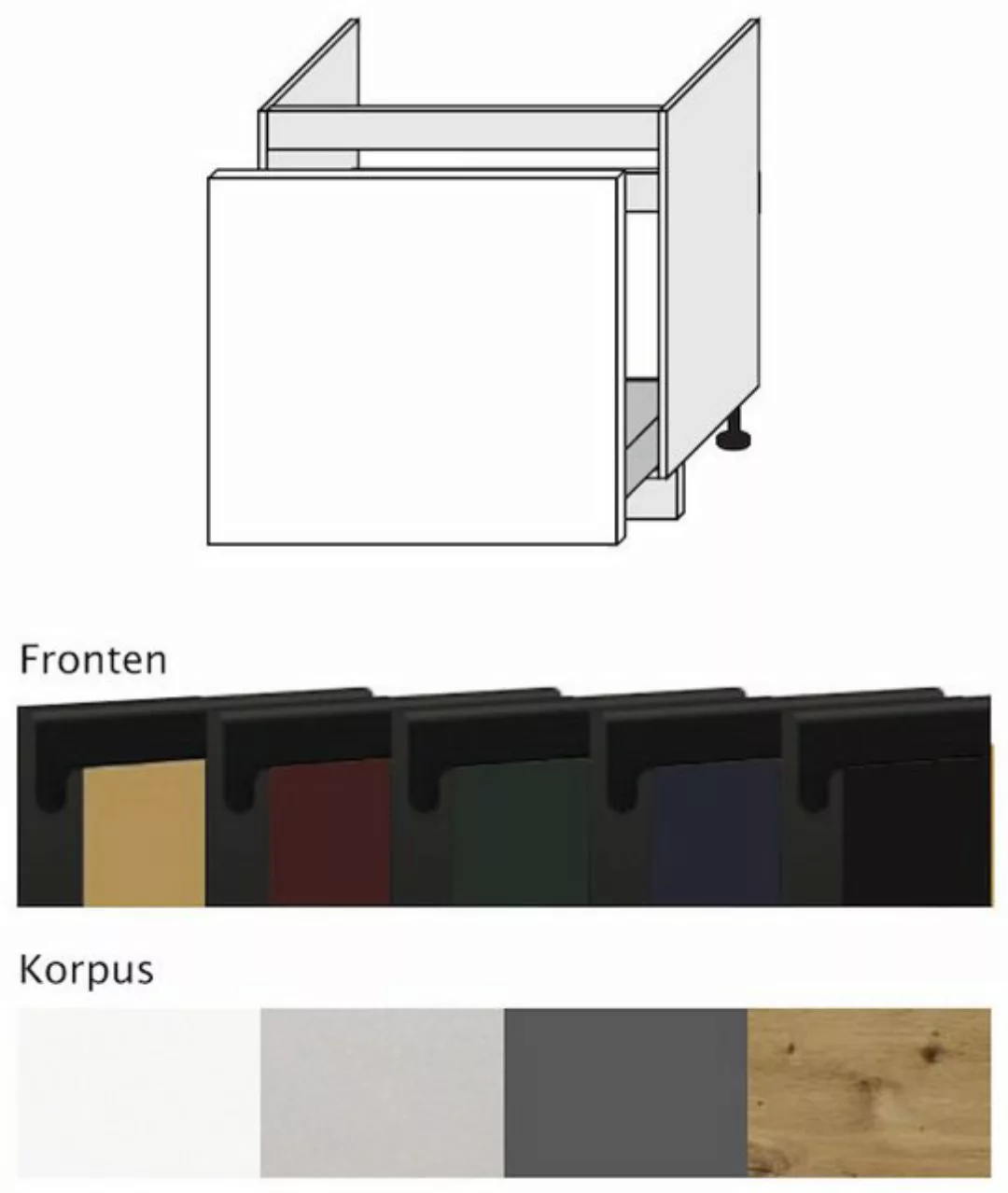 Feldmann-Wohnen Spülenunterschrank Velden (1-St) 80cm Front- & Korpusfarbe günstig online kaufen