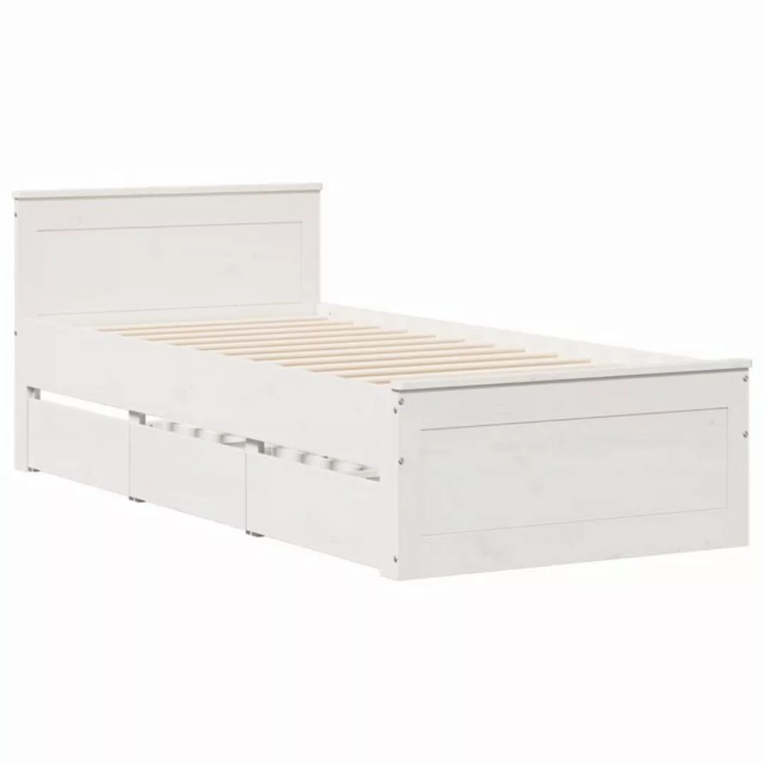 vidaXL Bett Massivholzbett ohne Matratze mit Kopfteil 90x200 cm Weiß günstig online kaufen