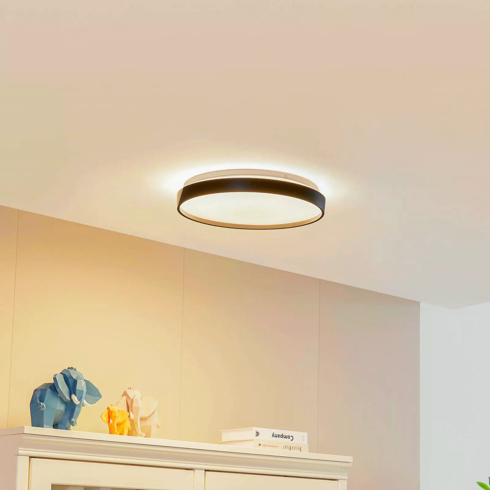 Lindby Smart LED-Deckenlampe Mirren schwarz Metall CCT Tuya günstig online kaufen