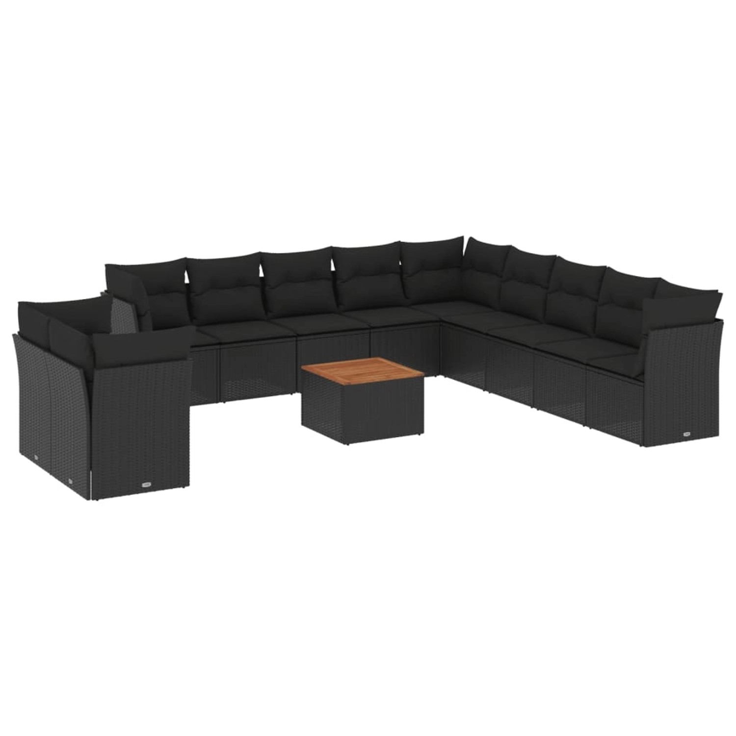 vidaXL 12-Tlg Garten-Sofagarnitur mit Kissen Schwarz Poly Rattan 3256055 günstig online kaufen