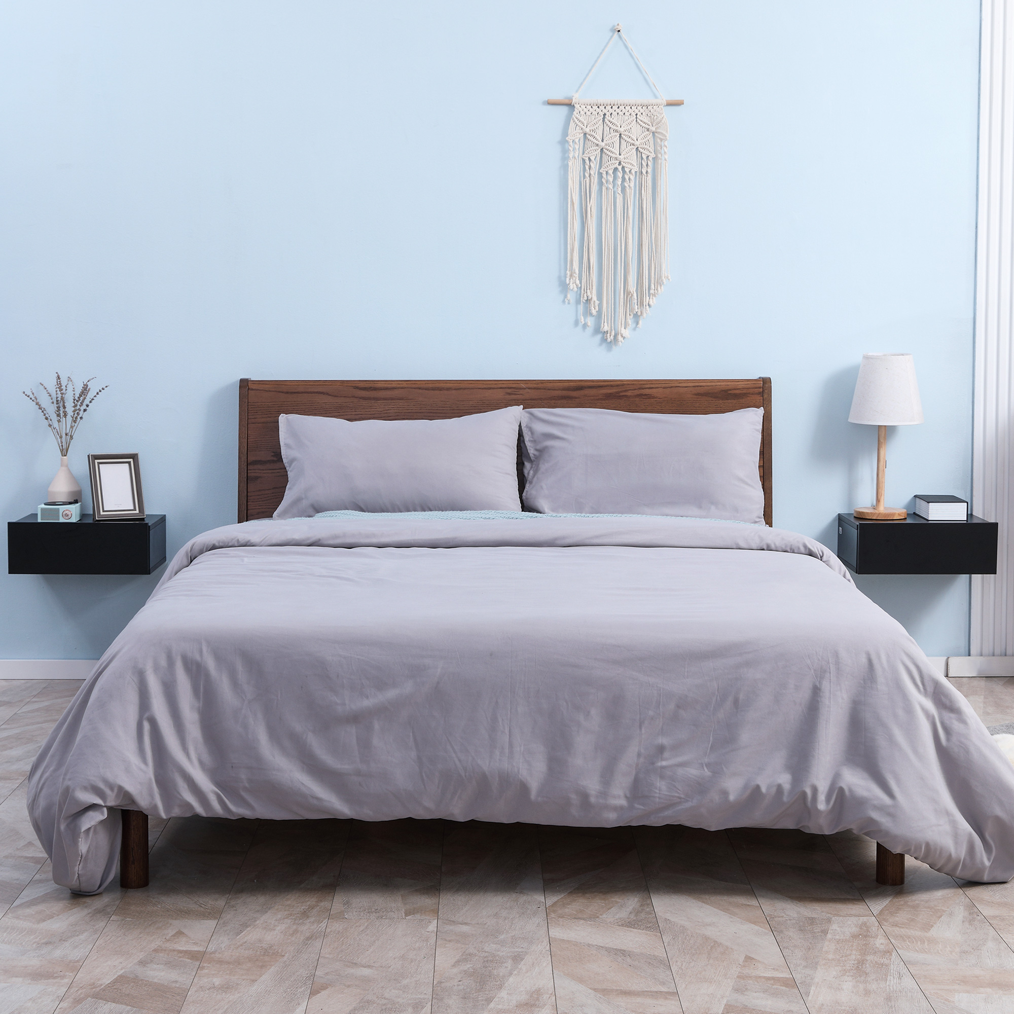 HOMCOM Set mit 2 Wand-Nachttischen - Set mit 2 Nachttischen - Schublade, Re günstig online kaufen