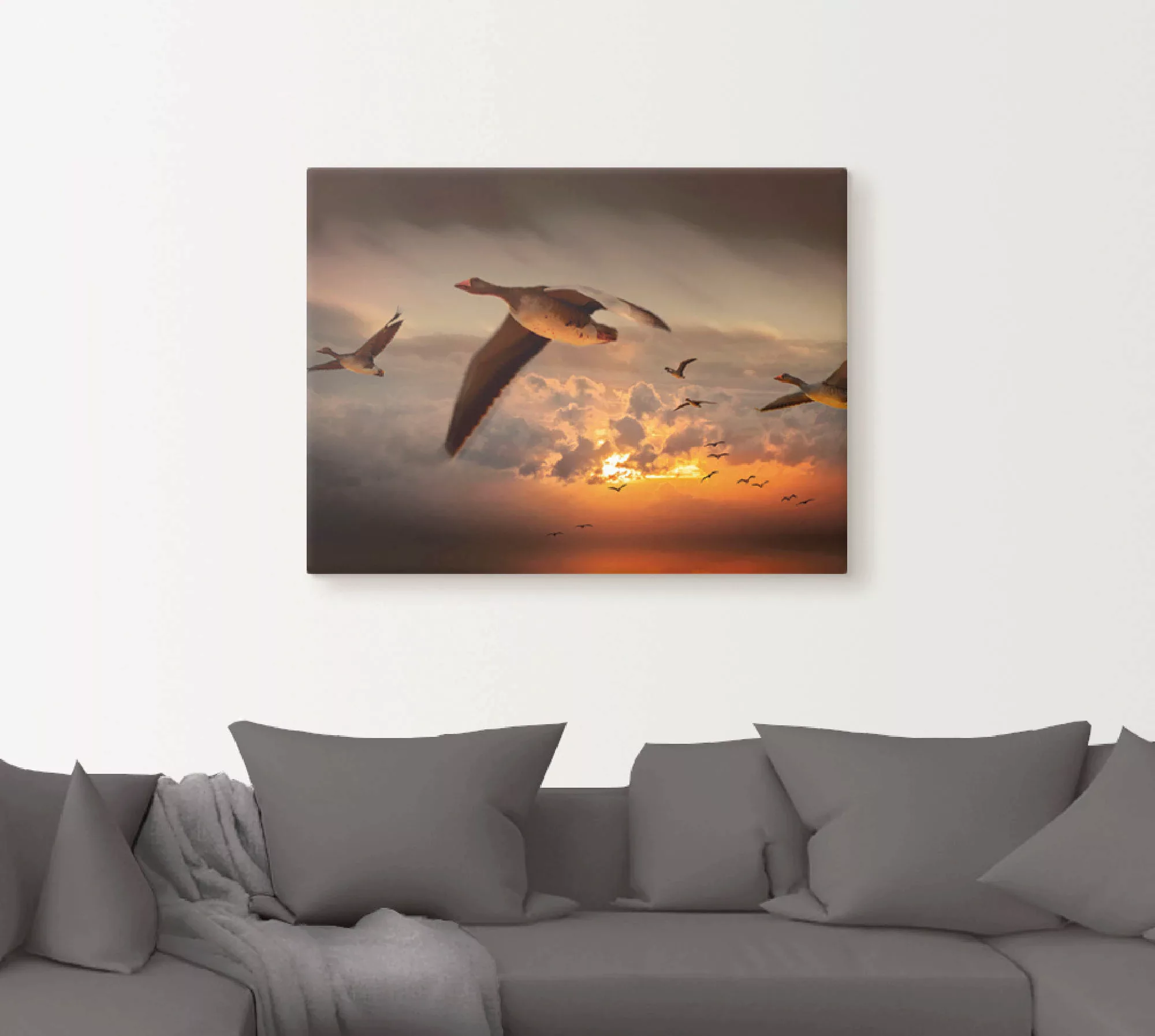 Artland Wandbild "Der Flug der Wildgänse...", Vögel, (1 St.), als Leinwandb günstig online kaufen