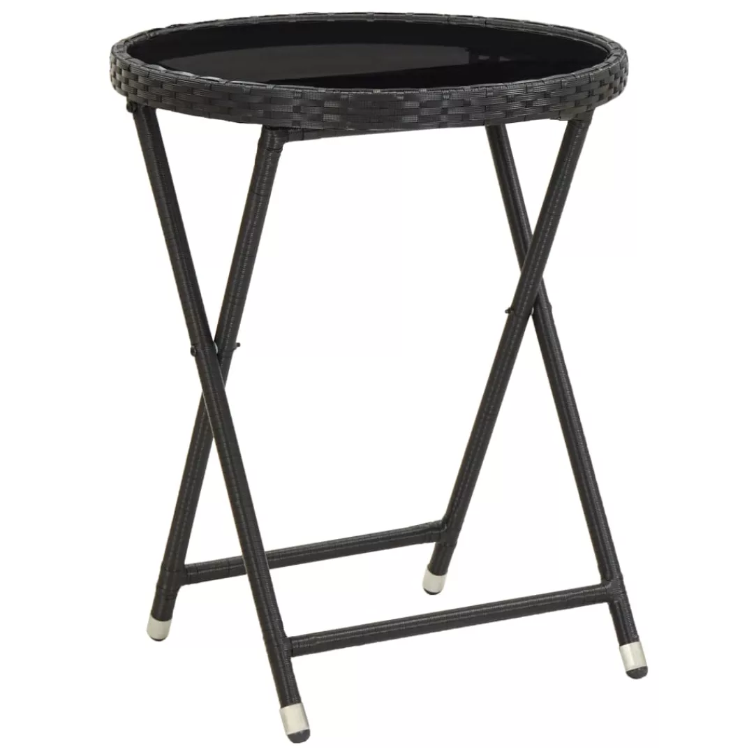 Beistelltisch Schwarz 60 Cm Poly Rattan Und Hartglas günstig online kaufen