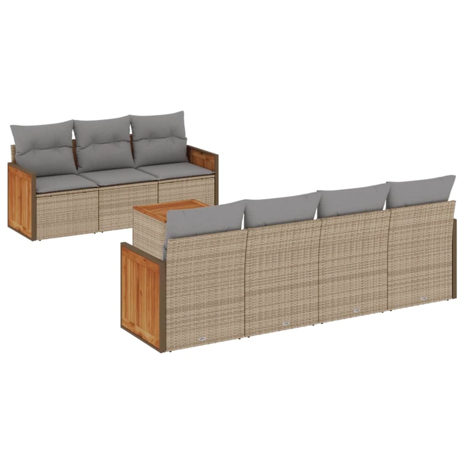 vidaXL 8-Tlg Garten-Sofagarnitur mit Kissen Beige Poly Rattan 3227487 günstig online kaufen