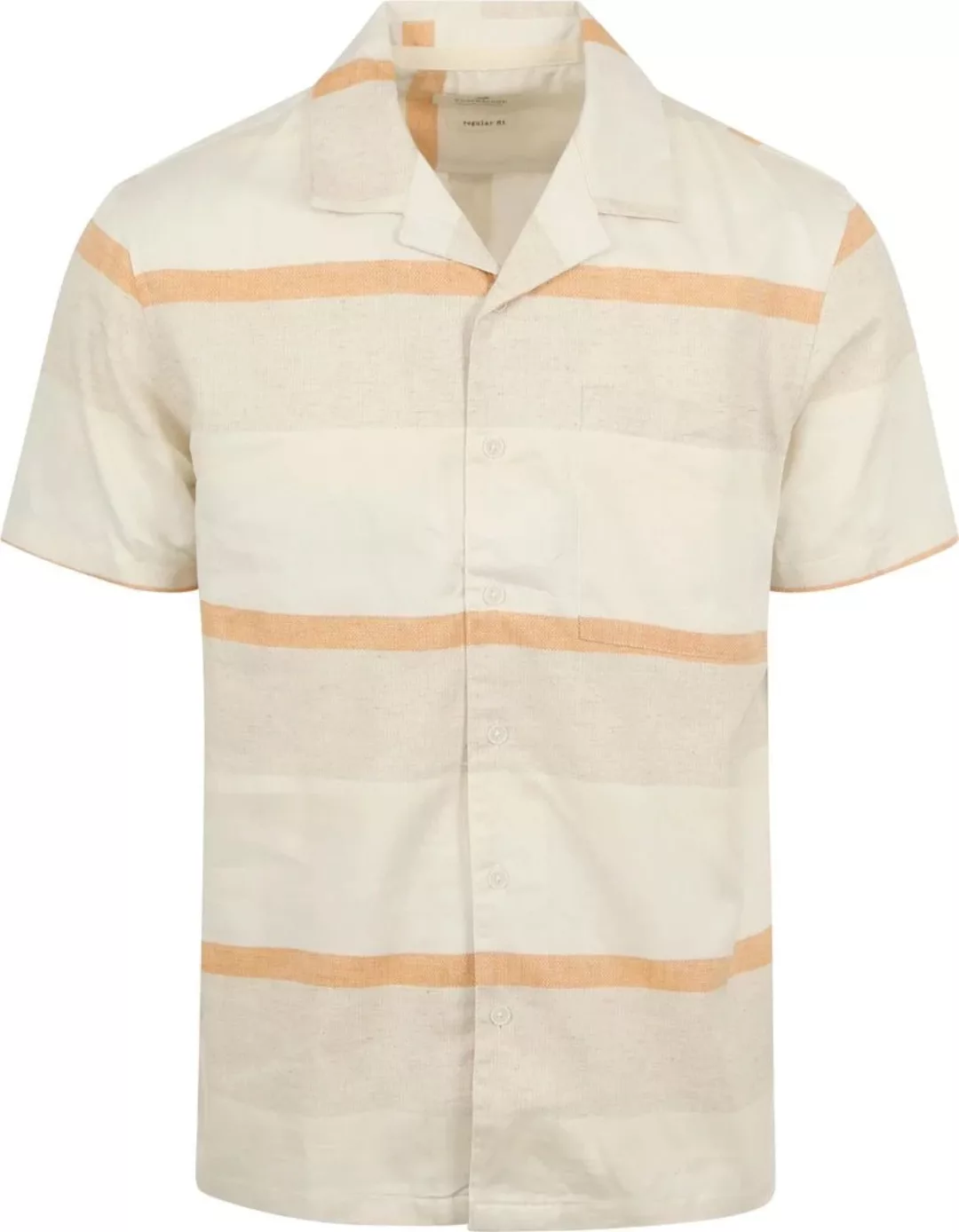 Anerkjendt Short Sleeve Hemd Leo Leinen Streifen Ecru - Größe L günstig online kaufen