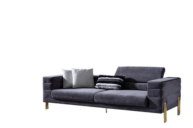 Xlmoebel Sofa Luxuriöses modernes Drei-Sitzer-Sofa aus grauem Stoff, 1 Teil günstig online kaufen