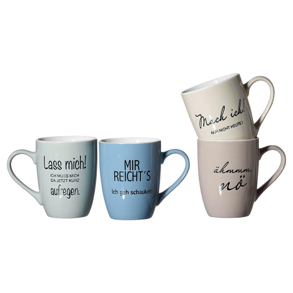 Ritzenhoff & Breker Kaffeebecherset 4-teilig Sprüche multicolor Porzellan 4 günstig online kaufen