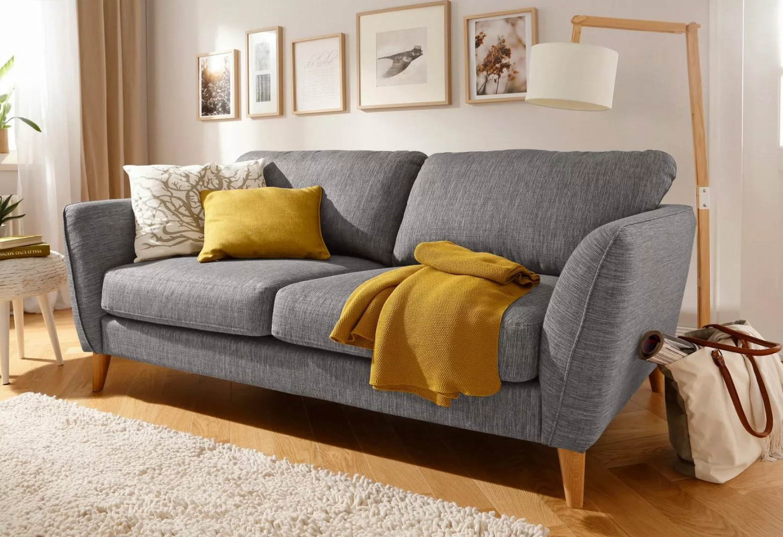 Home affaire 3-Sitzer MARSEILLE Sofa 206 cm, mit Massivholzbeinen aus Eiche günstig online kaufen