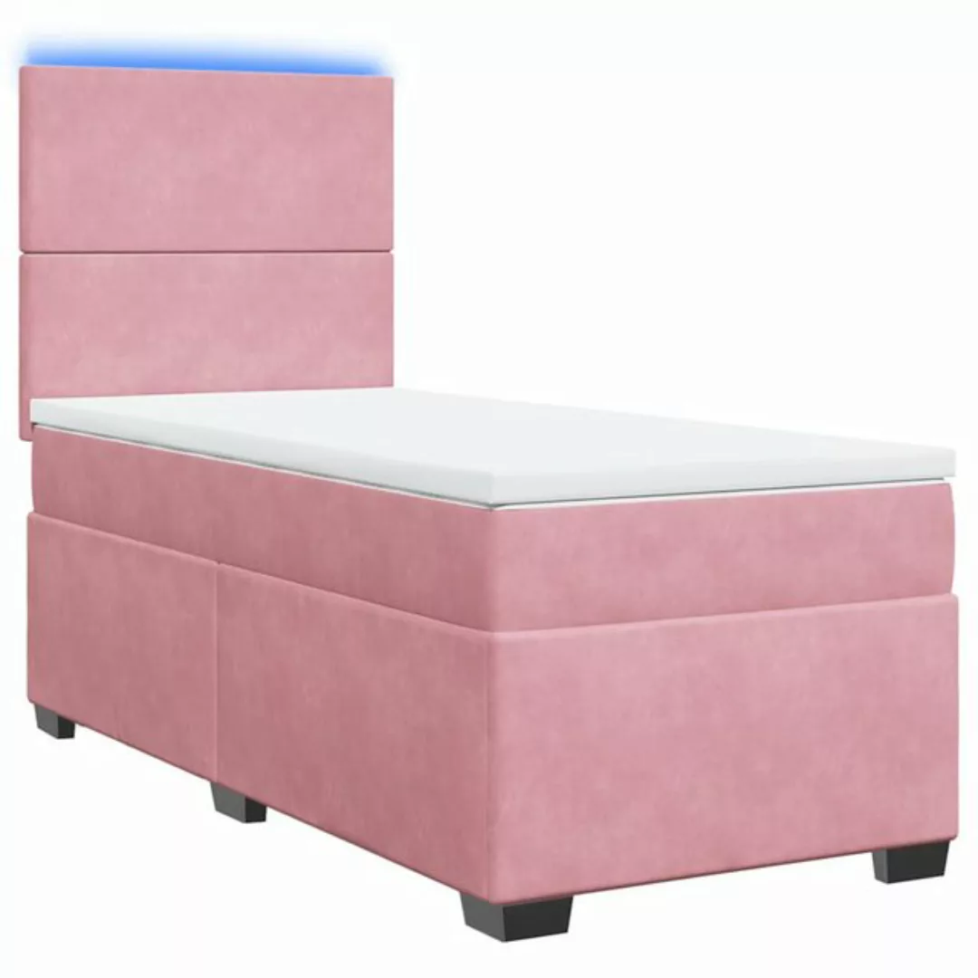 vidaXL Bett Boxspringbett mit Matratze Rosa 100x200 cm Samt günstig online kaufen