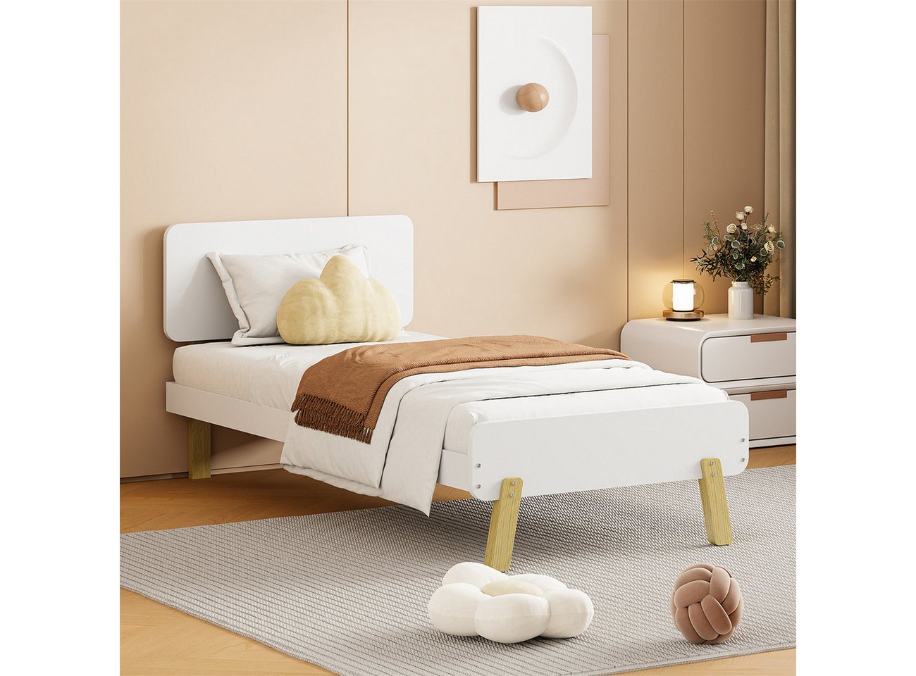 autolock Kinderbett Kinderbett 90 x 190,Holzbett Einzelbett aus Massivholz günstig online kaufen