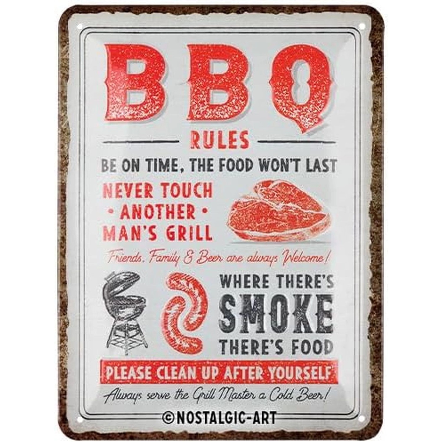 Nostalgic-Art Blechschild 15x20 cm - BBQ Rules günstig online kaufen