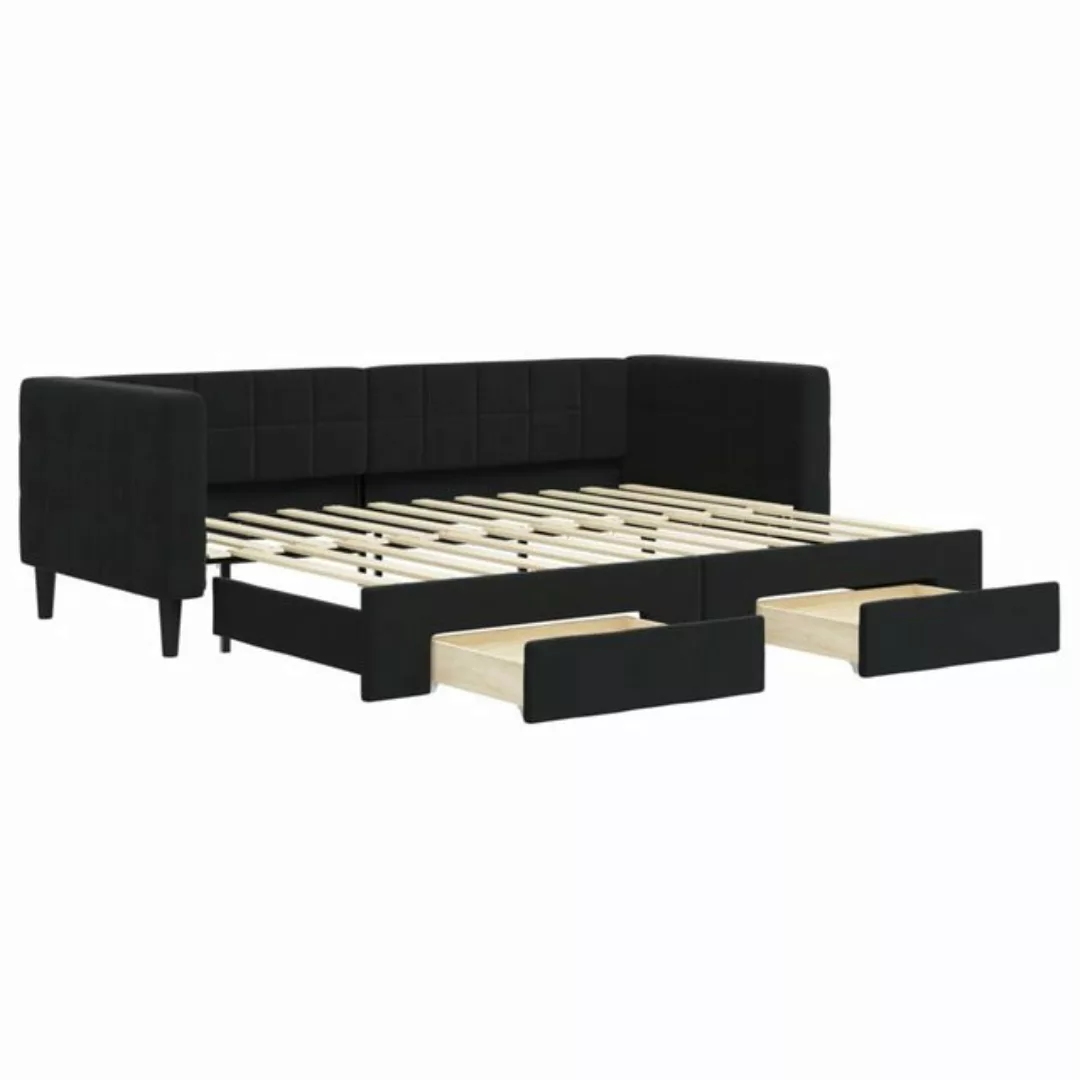 vidaXL Gästebett Gästebett Tagesbett Ausziehbar mit Schubladen Schwarz 80x2 günstig online kaufen