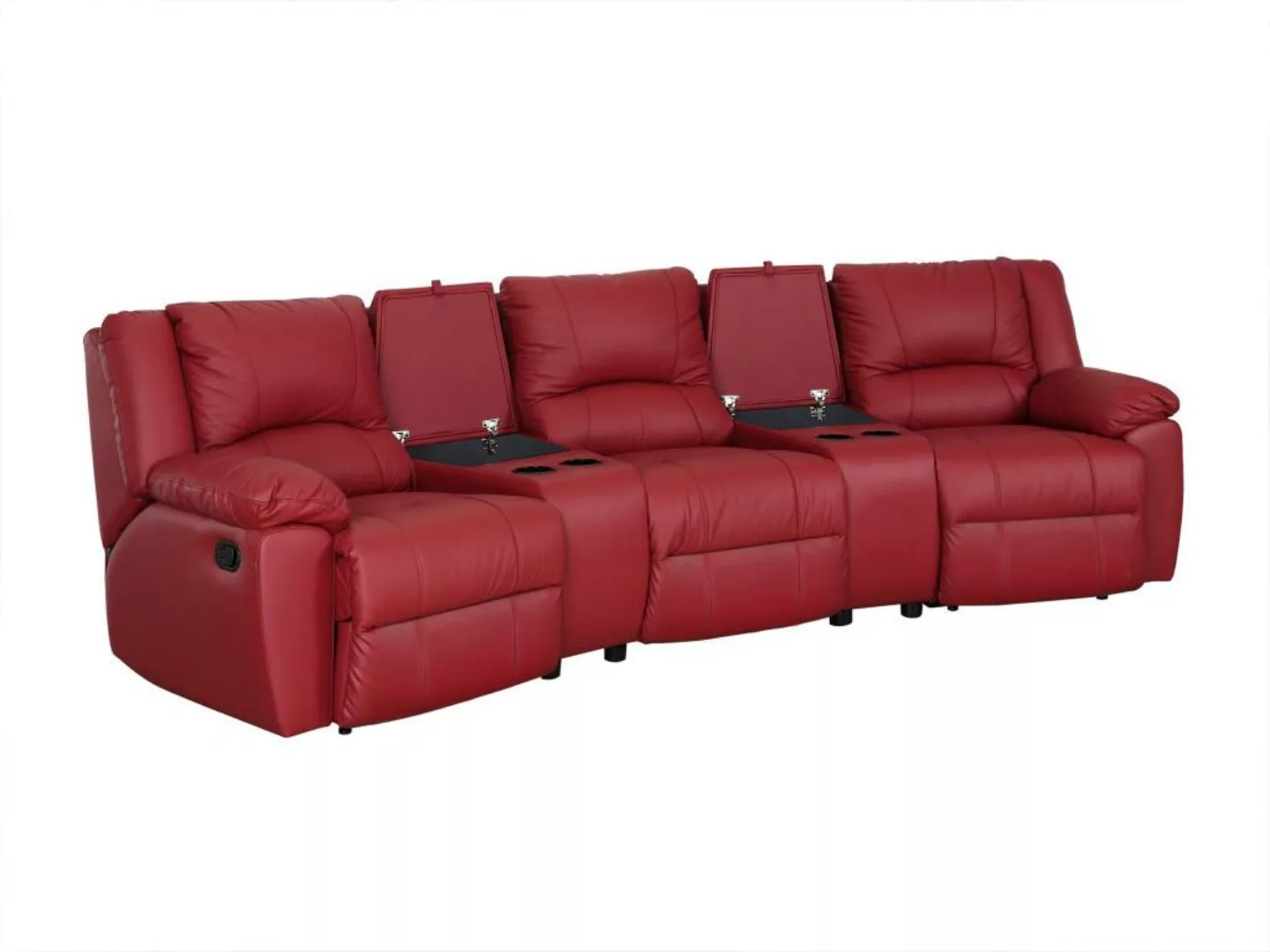 Relaxsofa 3-Sitzer - Leder - Rot - AROMA günstig online kaufen