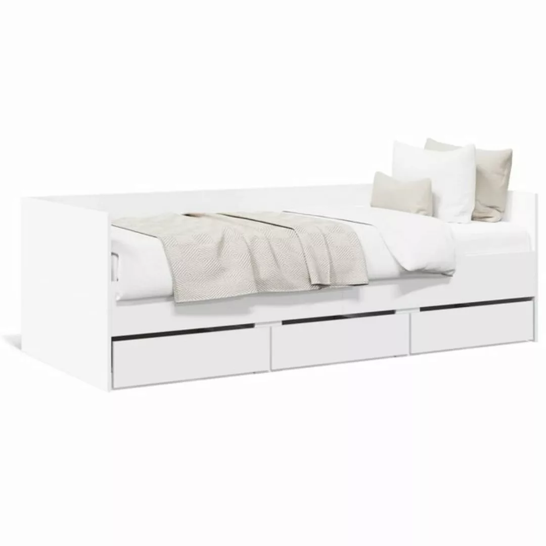 vidaXL Bettgestell Tagesbett mit Schubladen Weiß 100x200 cm Holzwerkstoff günstig online kaufen