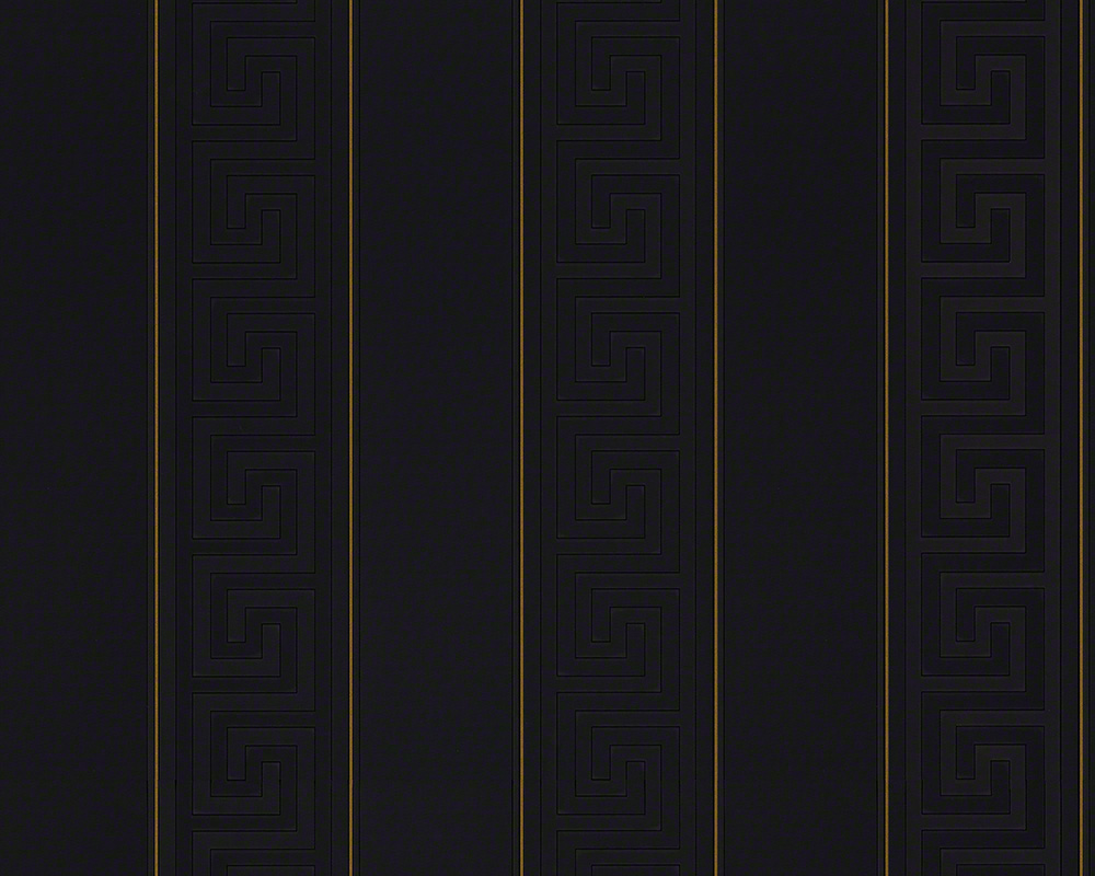 Metallic Mustertapete Versace wallpaper Versace 3 Greek in Metallic Schwarz günstig online kaufen