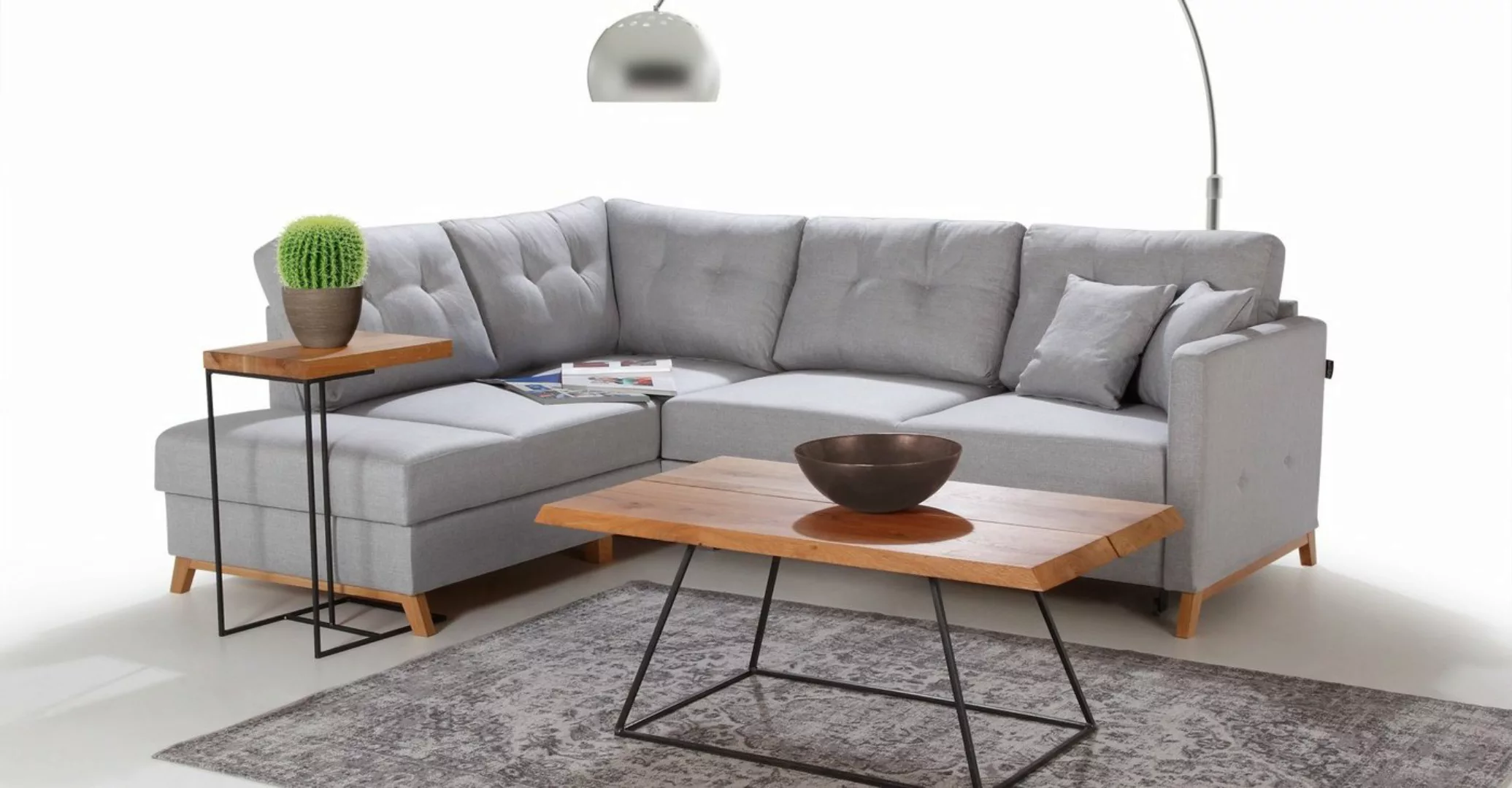 JVmoebel Ecksofa Ecksofa Stoff L-Form Bettfunktion Couch Design Polster Tex günstig online kaufen