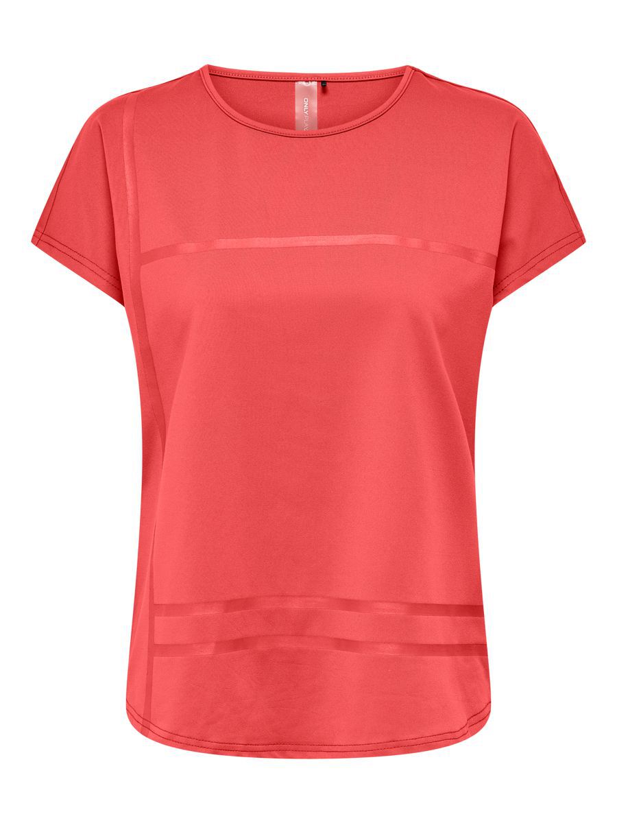 ONLY Gestreiftes Loose Fit Trainingsshirt Damen Rot günstig online kaufen