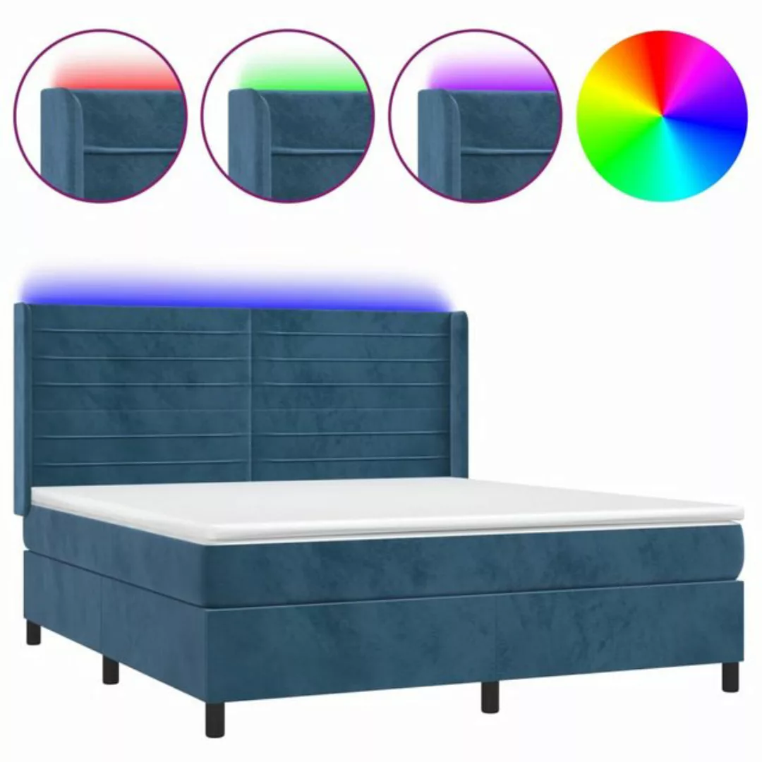 vidaXL Boxspringbett Boxspringbett mit Matratze LED Dunkelblau 160x200 cm S günstig online kaufen