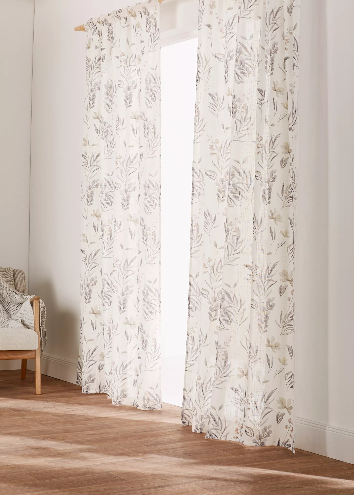 Vorhang mit recyceltem Polyester mit Blätter Druck (1er Pack) günstig online kaufen