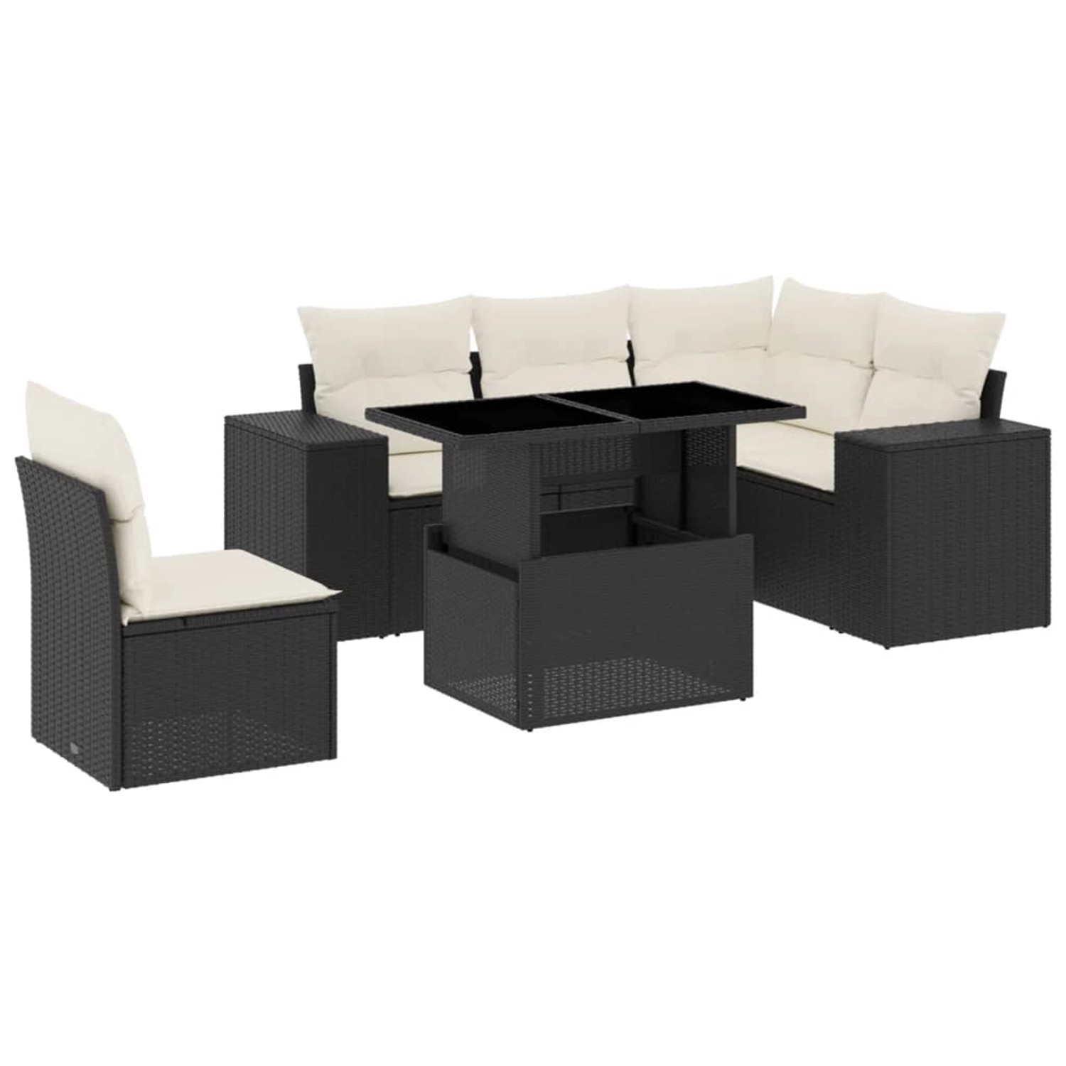 vidaXL 6-Tlg Garten-Sofagarnitur mit Kissen Schwarz Poly Rattan 3269166 günstig online kaufen