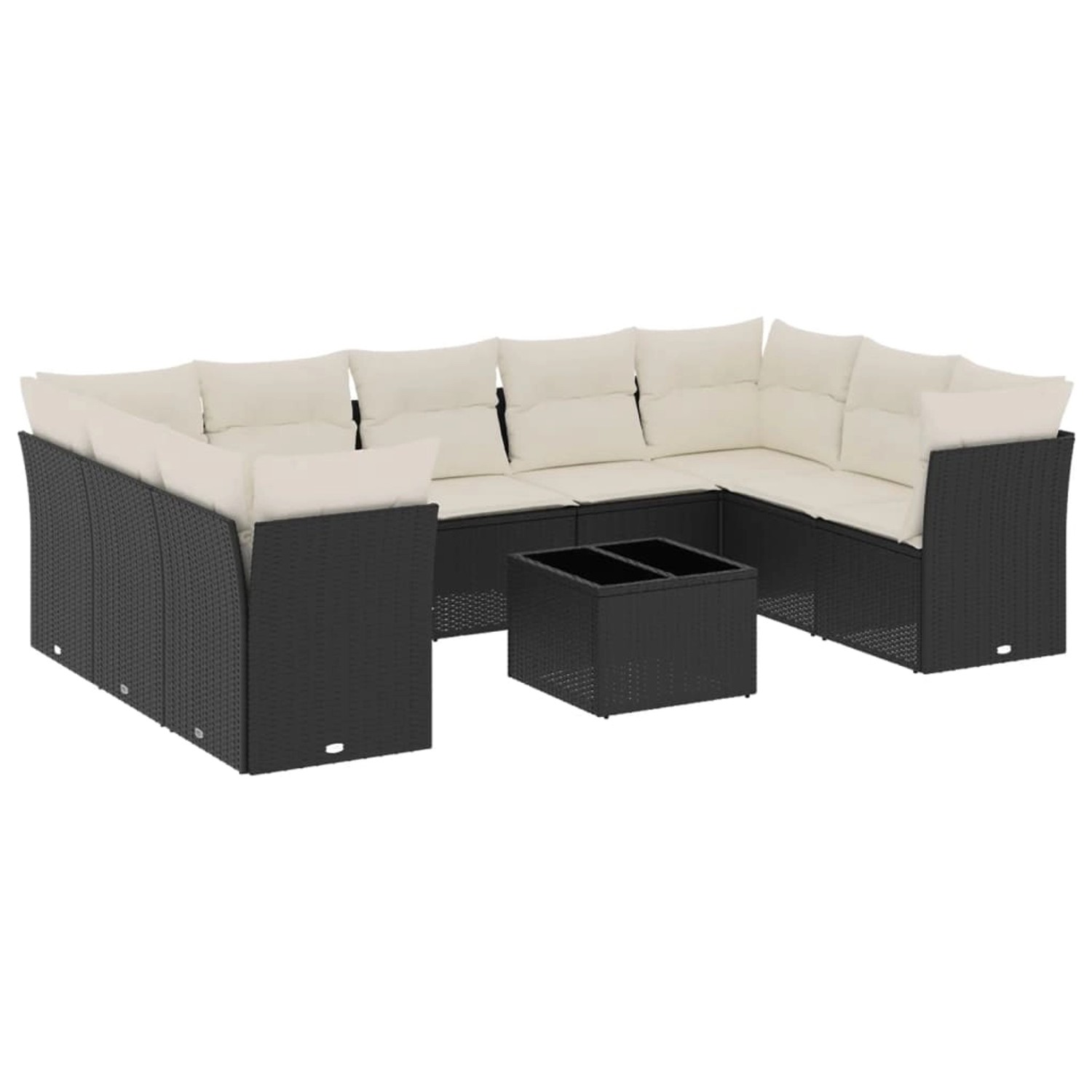 vidaXL 10-Tlg Garten-Sofagarnitur mit Kissen Schwarz Poly Rattan 3218136 günstig online kaufen