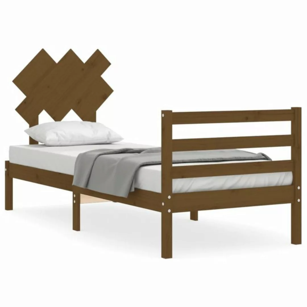 vidaXL Bett Massivholzbett mit Kopfteil Honigbraun 90x200 cm günstig online kaufen