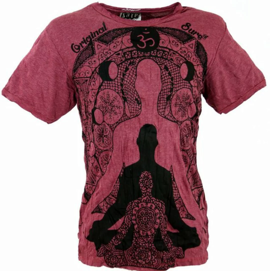 Guru-Shop T-Shirt Sure Herren T-Shirt Meditation Buddha - bordeaux alternat günstig online kaufen