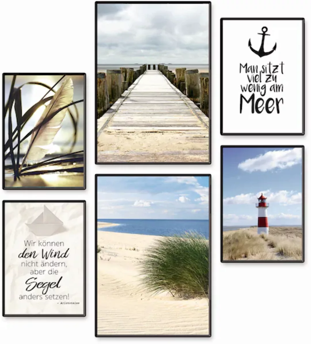 Artland Poster »Impressionen vom Meer«, Meer Bilder, (Set, 6 St.), 6er Set, günstig online kaufen