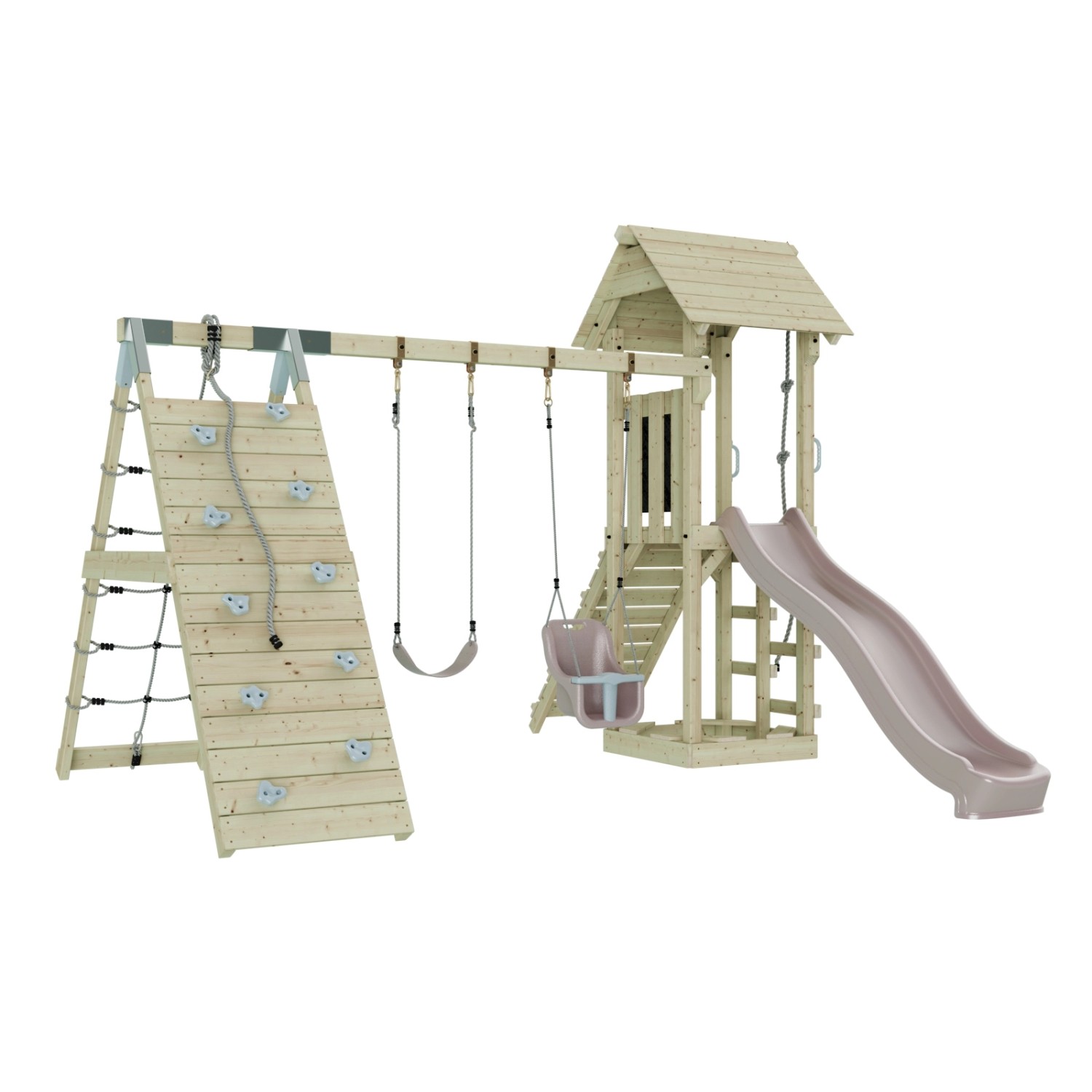 OutdoorToys Spielturm Kiruna mit Babyschaukel Altrosa günstig online kaufen