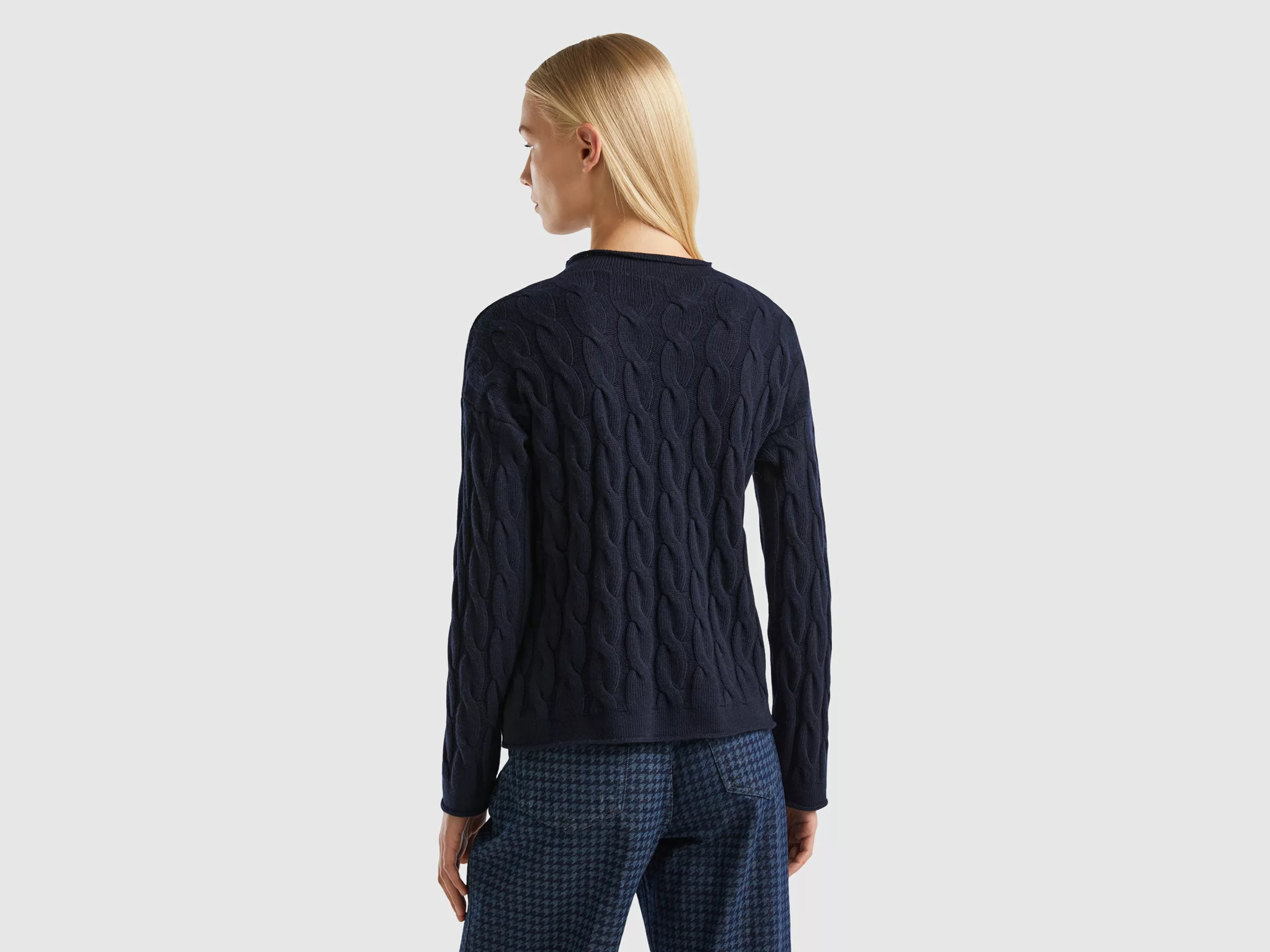 United Colors of Benetton Strickpullover mit Zopfstrick-Muster günstig online kaufen