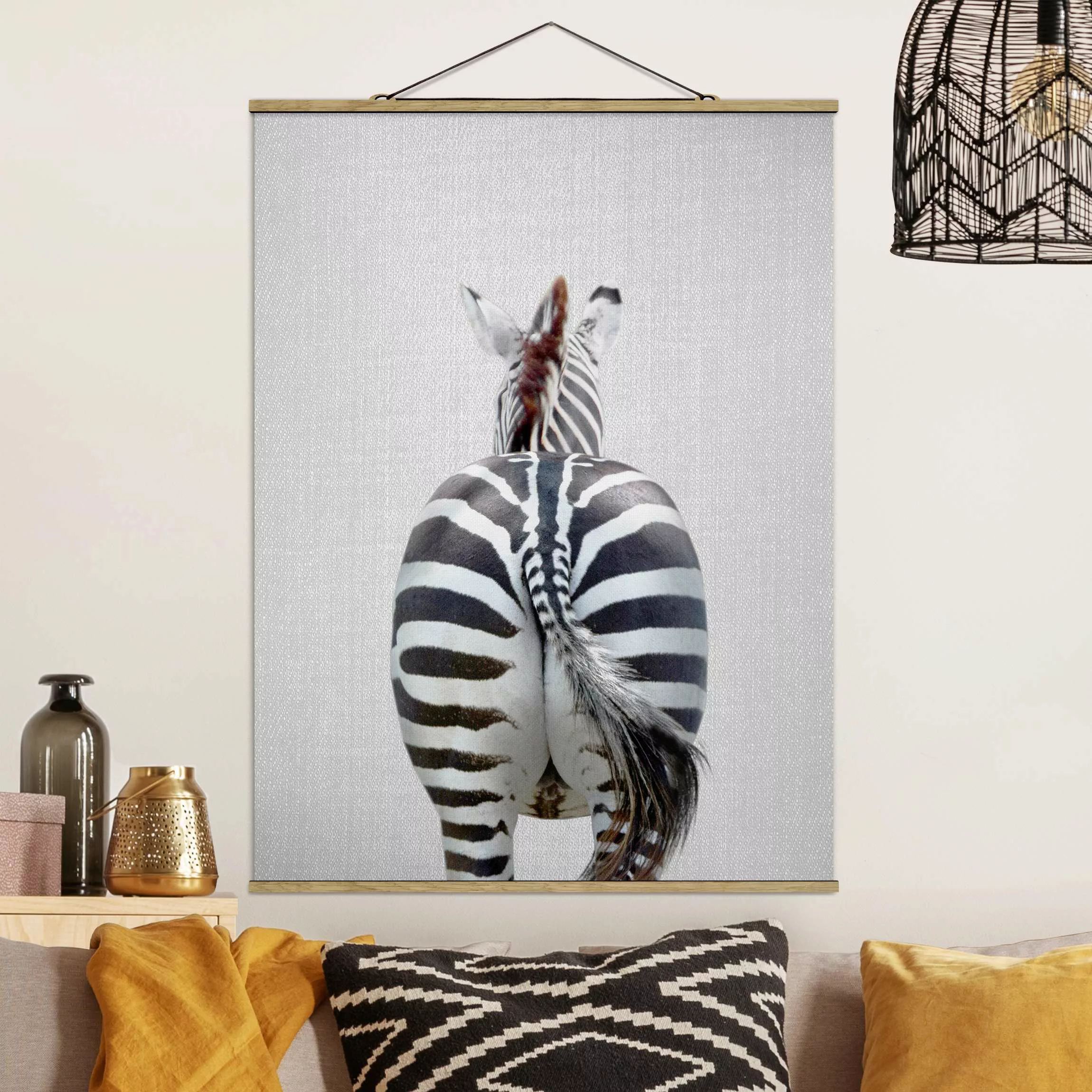 Stoffbild mit Posterleisten Zebra von hinten günstig online kaufen