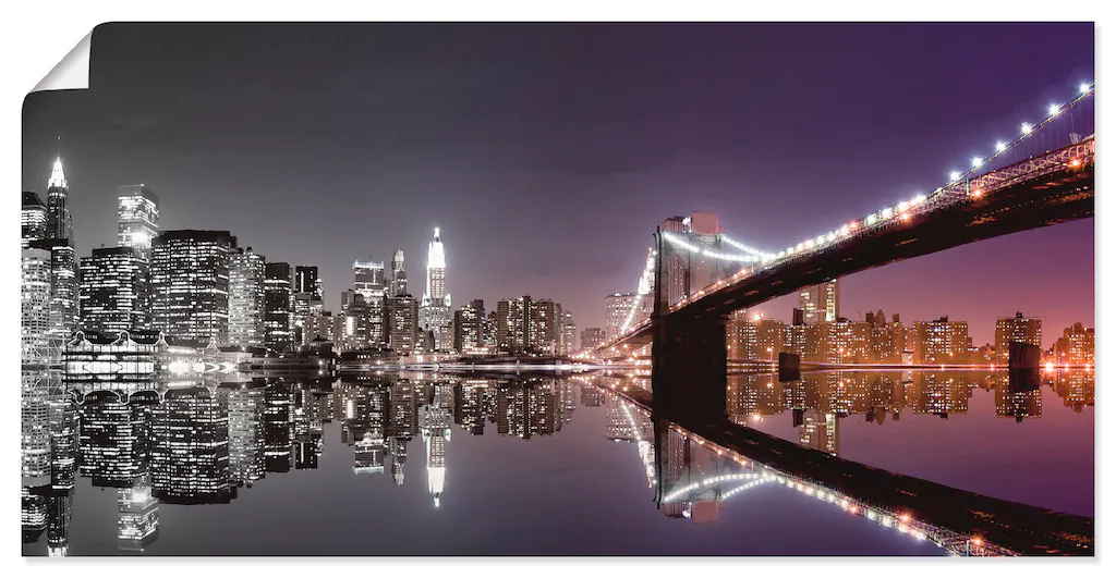 Artland Wandbild »New York Skyline nächtliche Reflektion«, Amerika, (1 St.) günstig online kaufen