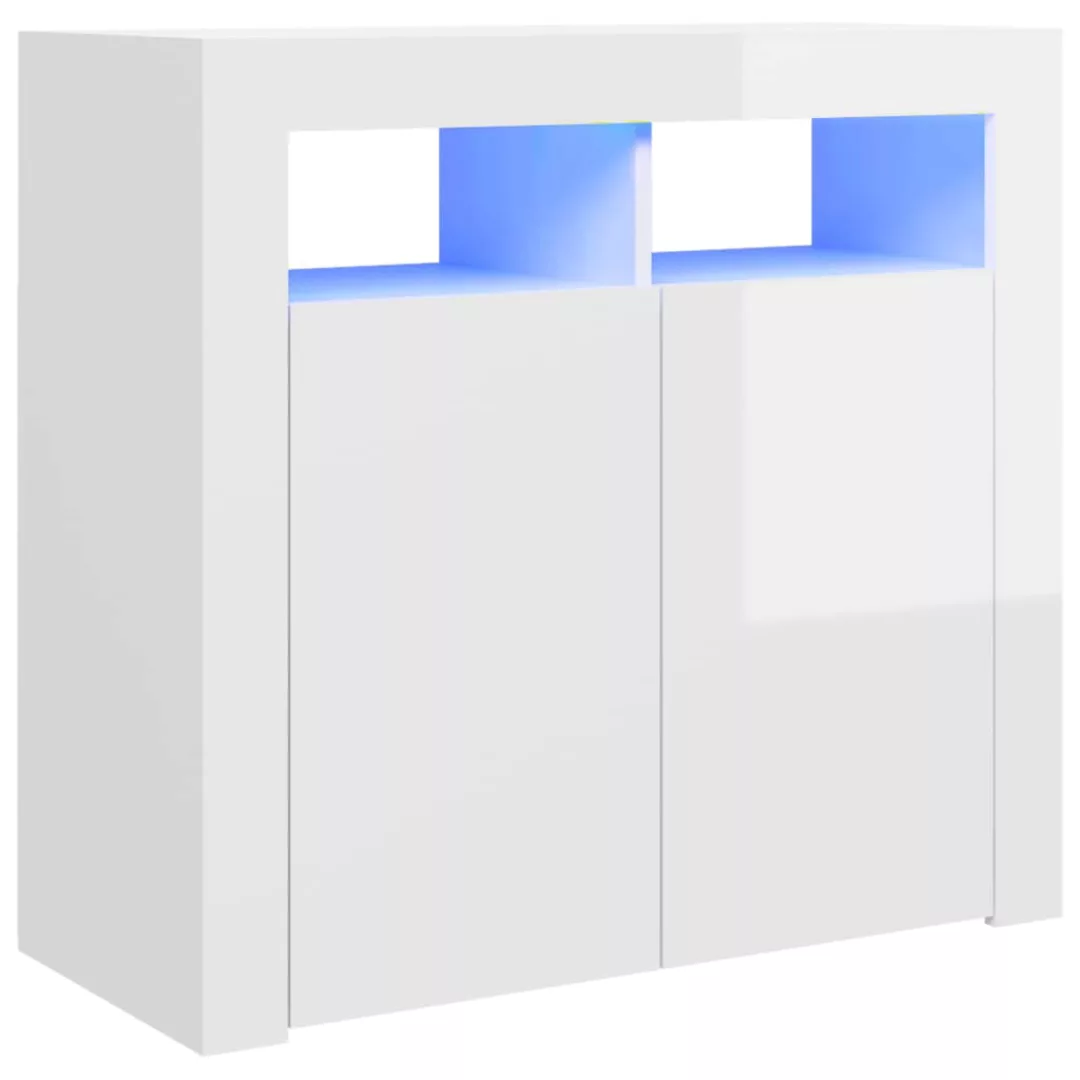 Sideboard Mit Led-leuchten Hochglanz-weiß 80x35x75 Cm günstig online kaufen