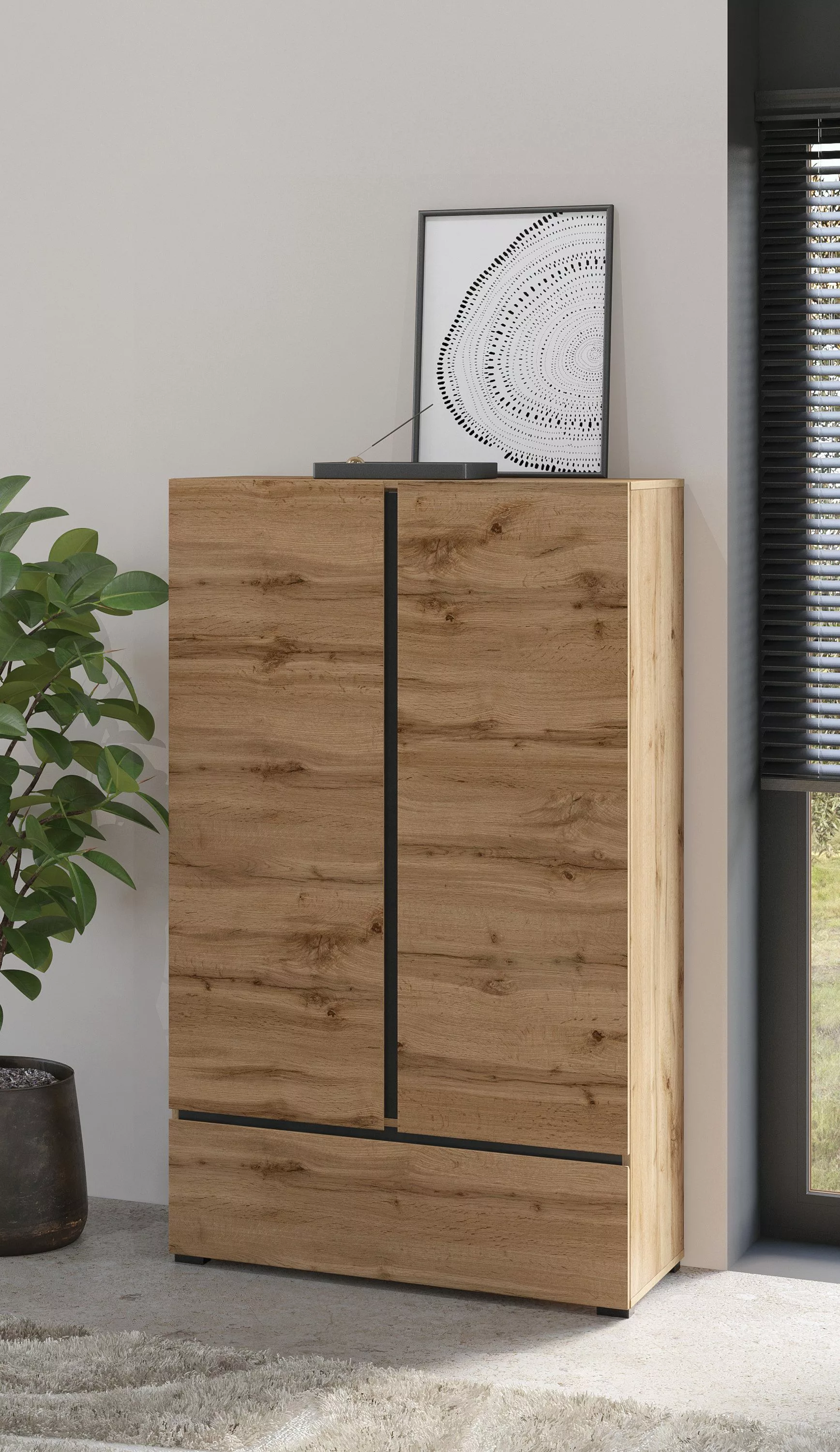 Home affaire Wäscheschrank "Cross, moderner griffloser Kleiderschrank", Meh günstig online kaufen