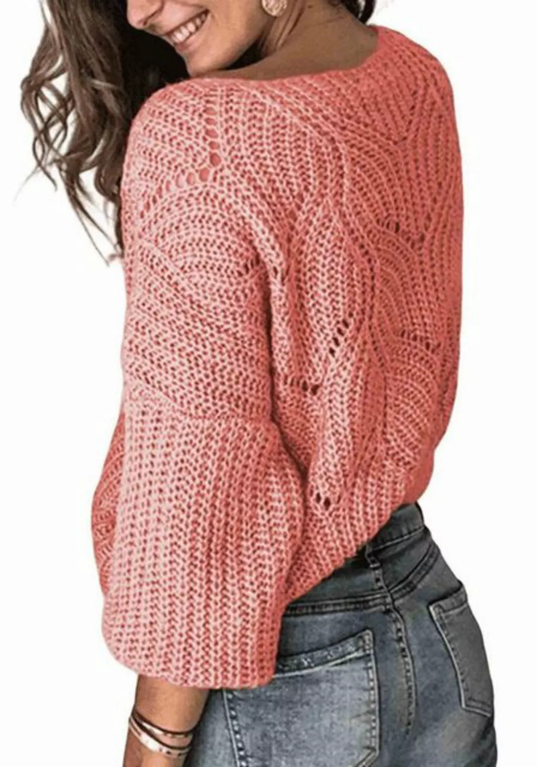 YRIIOMO Strickpullover Hemd-Strickpullover, modischer, runder Hals-Pullover günstig online kaufen