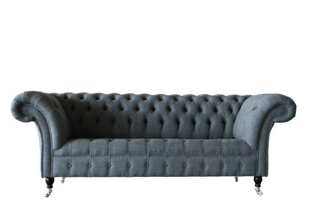 JVmoebel Chesterfield-Sofa Chesterfield Textil Grau Design Luxus Polster So günstig online kaufen