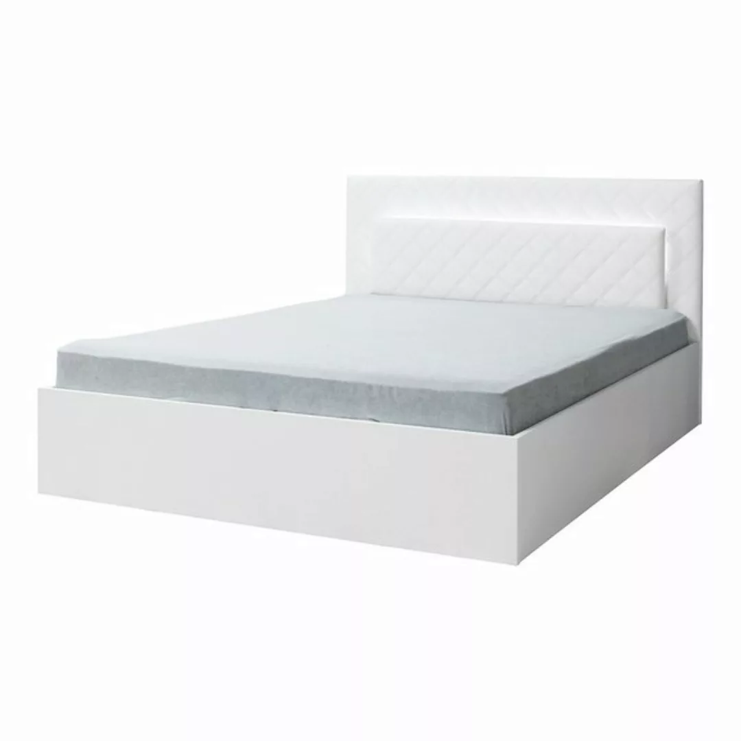 Lomadox Bettgestell PALINURO-166, Doppelbett 180x200cm, weiß, gepolstertes günstig online kaufen