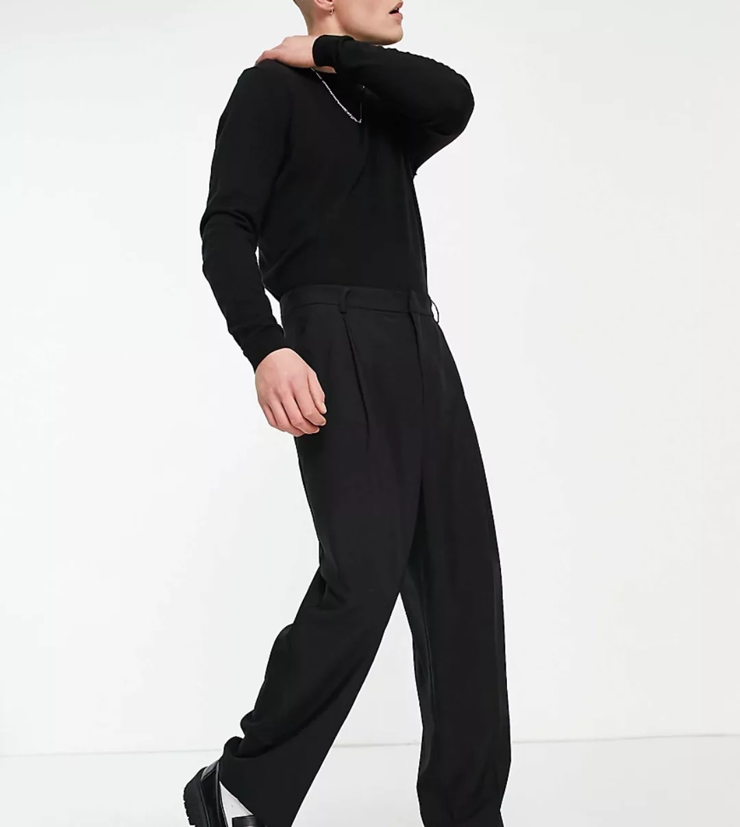Reclaimed Vintage – Elegante Hose in Schwarz mit weitem Bein günstig online kaufen