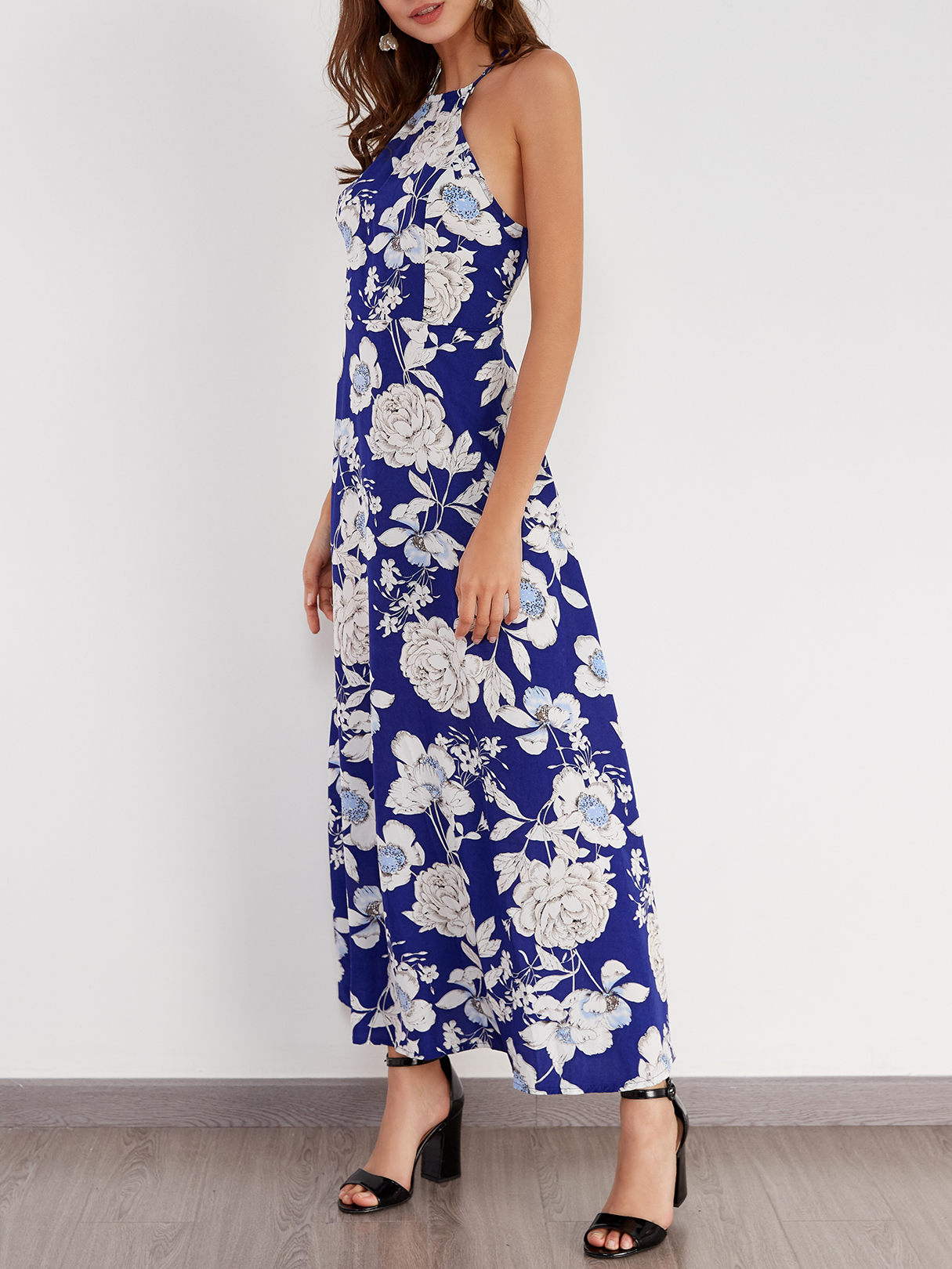 Vacation Random Blumendruck Maxi Kleid in Marine günstig online kaufen