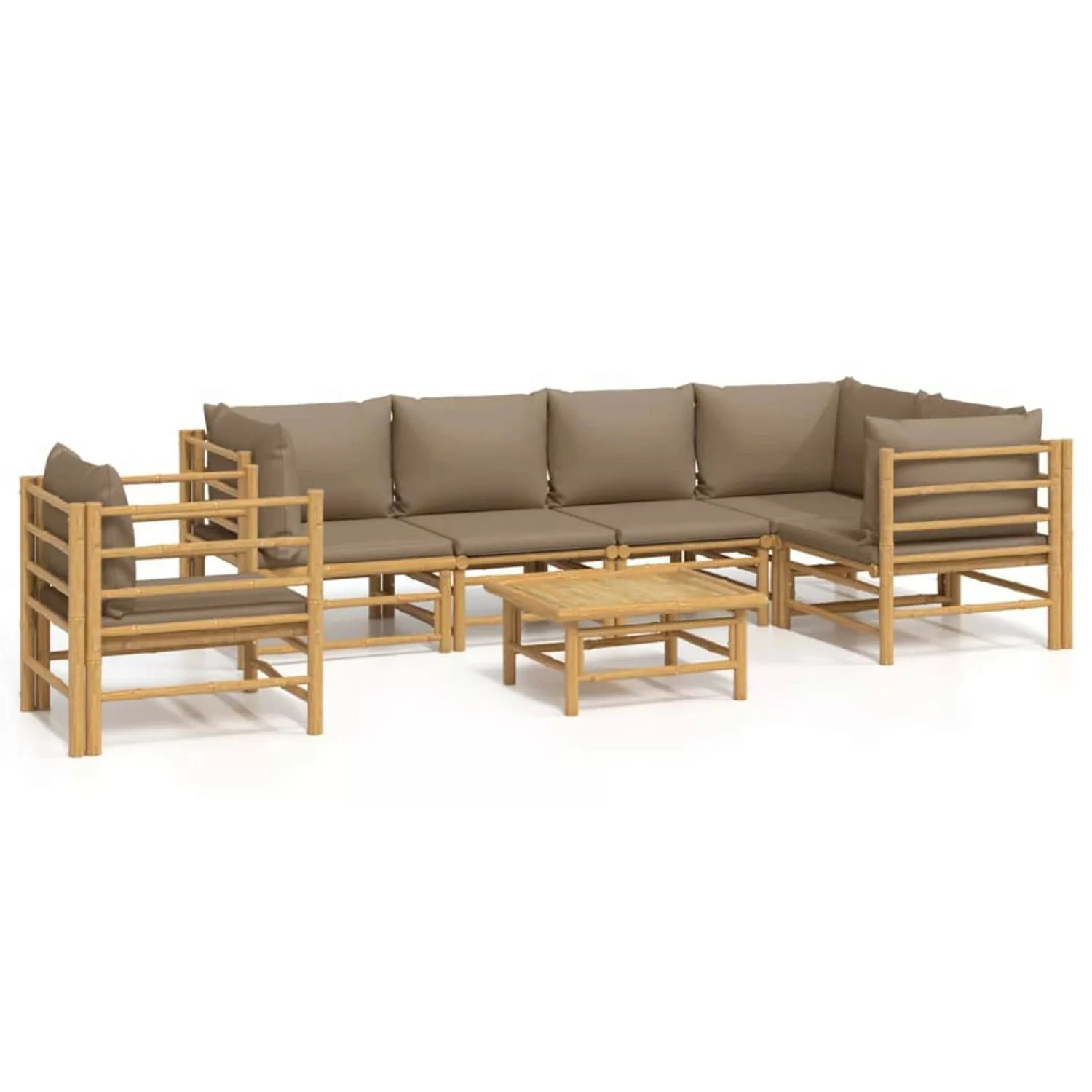 Vidaxl 7-tlg. Garten-lounge-set Mit Taupe Kissen Bambus günstig online kaufen