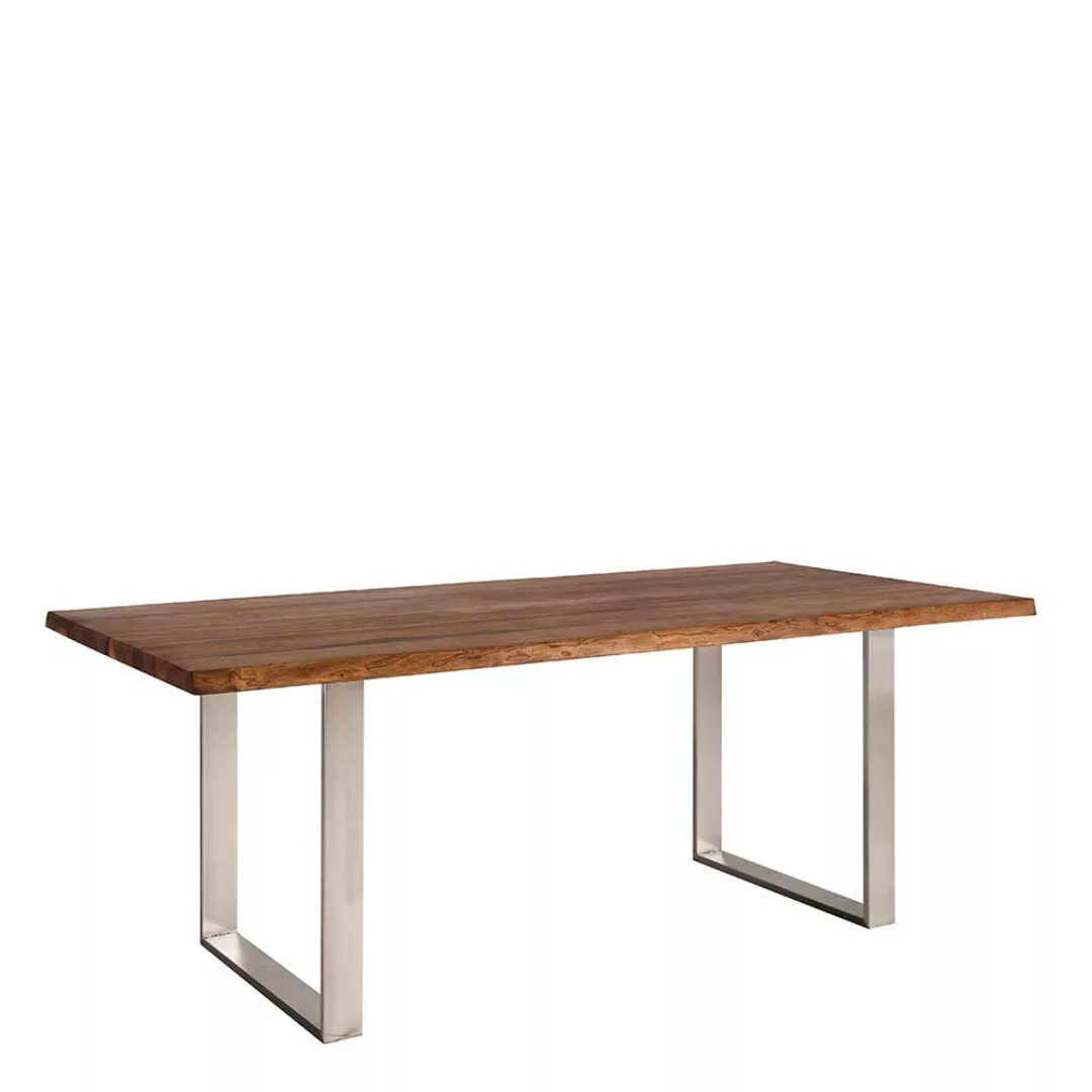 Esszimmertisch aus Nussbaum Massivholz und Edelstahl handgearbeitet günstig online kaufen