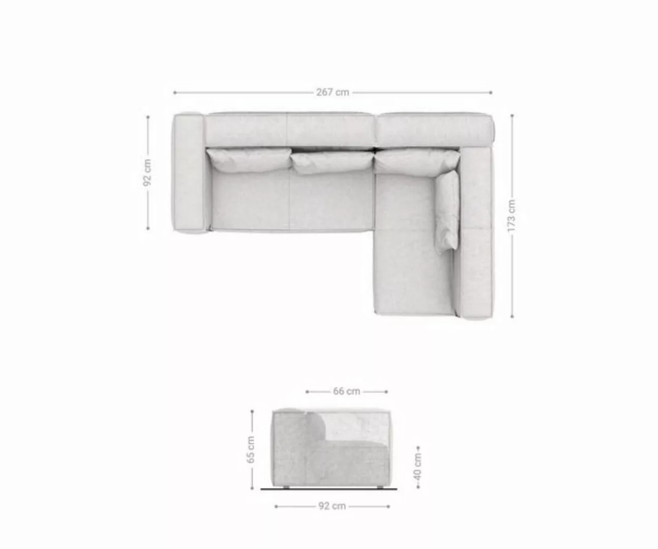 DELIFE Ecksofa Brom, Graphite 267x173 cm Ottomane variabel Ecksofa günstig online kaufen