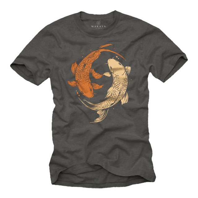 MAKAYA T-Shirt mit Yoga Motiv Yin Yang Print Angler Geschenke Fische Japan günstig online kaufen