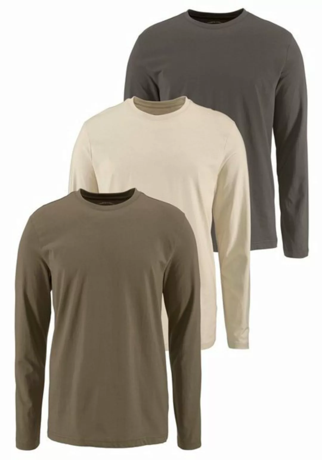 Man's World Langarmshirt (Packung, 3-tlg., 3er-Pack) aus reiner Baumwolle günstig online kaufen