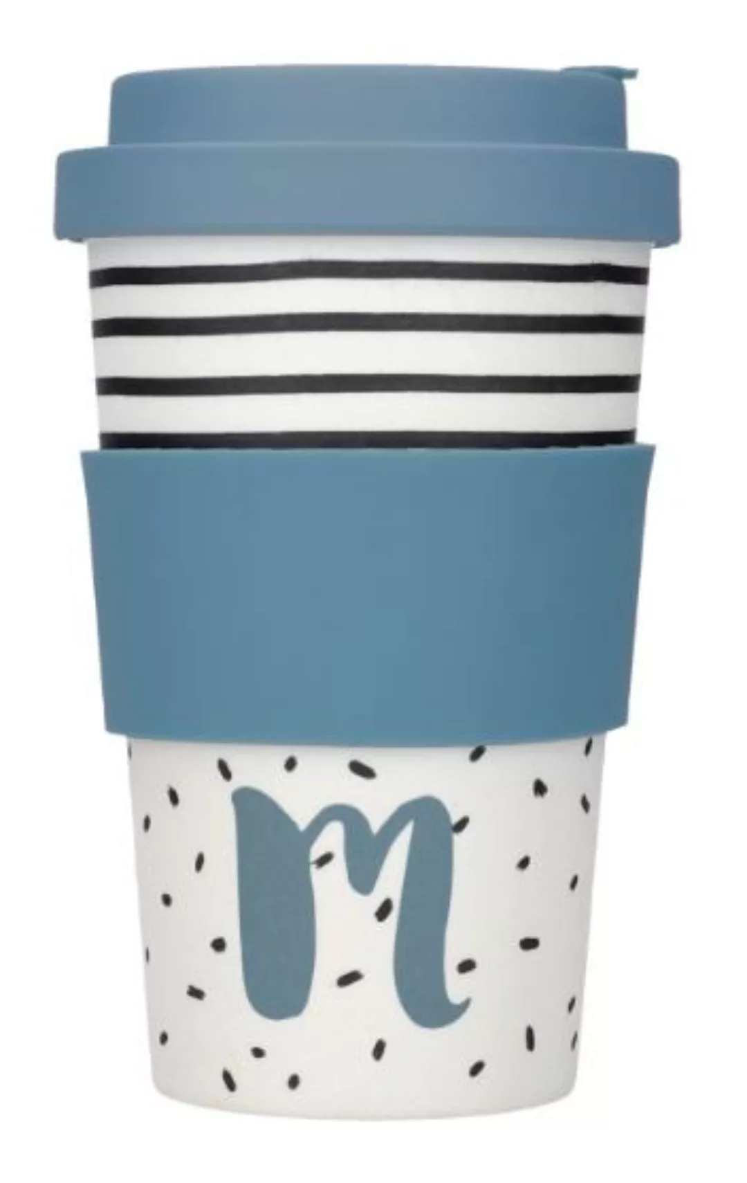 Kaffeebecher Alfabet M 410 Ml Bambus Weiß/hellblau günstig online kaufen