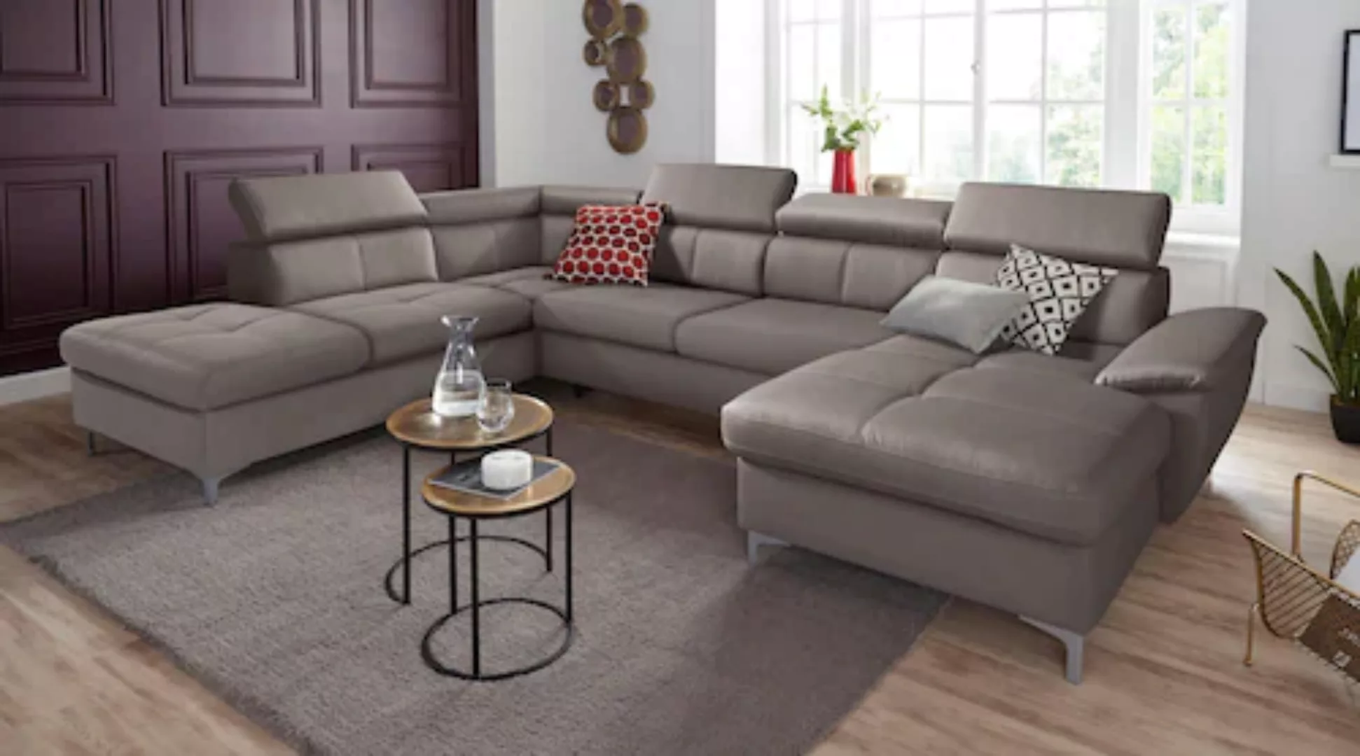 exxpo - sofa fashion Wohnlandschaft "Azzano, U-Form", wahlweise mit Bettfun günstig online kaufen